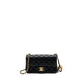 CHANEL 23K PEARL CRUSH MINI RECTANGULAR FLAP BAG LAMBSKIN BLACK BRUSHED GHW(MICROCHIP)