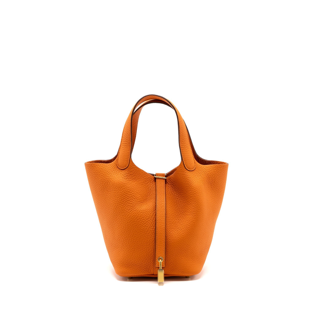 HERMES PICOTIN 18 CLEMENCE 93 ORANGE GHW