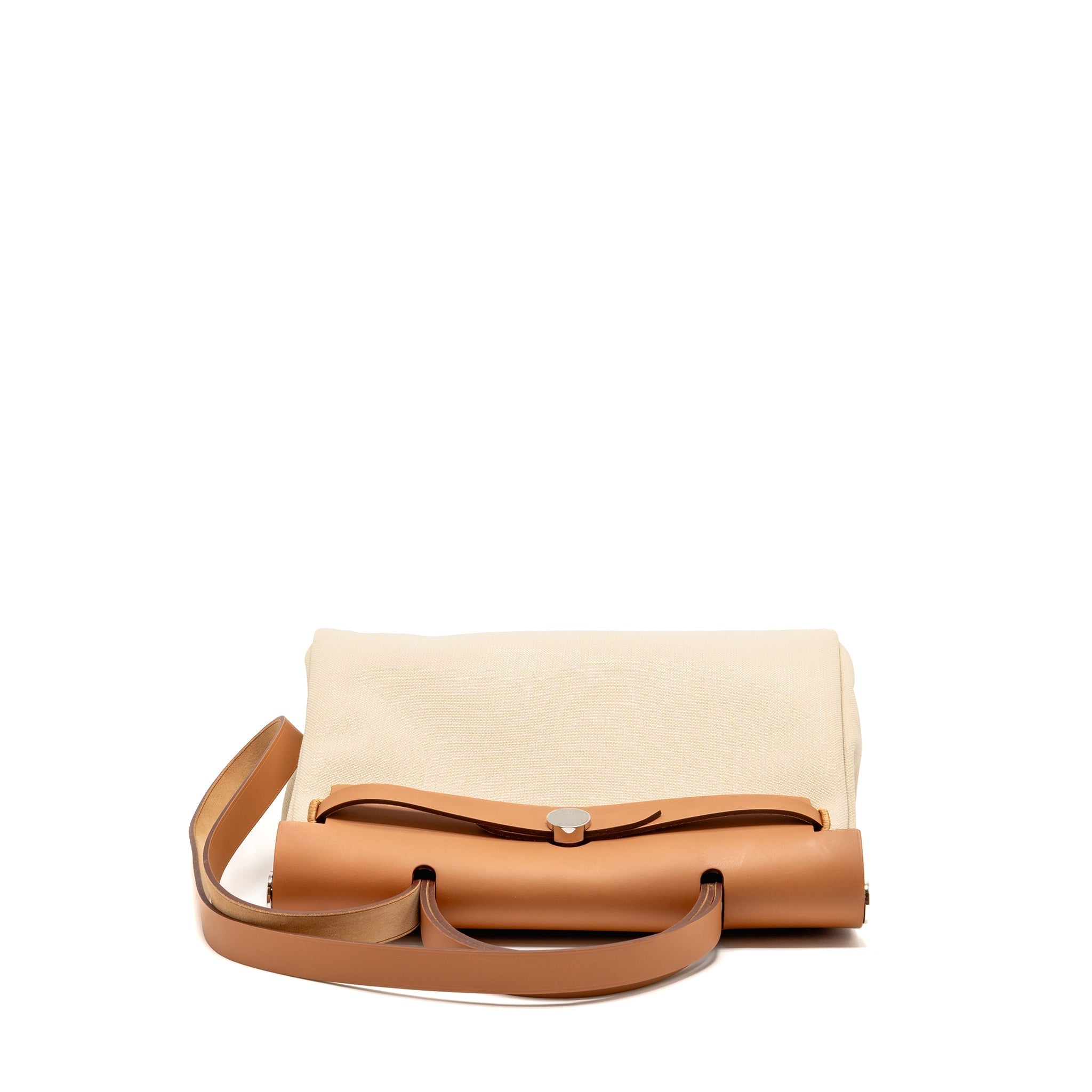HERMES HERBAG 31 ZIP BAG CANVAS/HUNTER LEATHER BETON/NATURE SHW