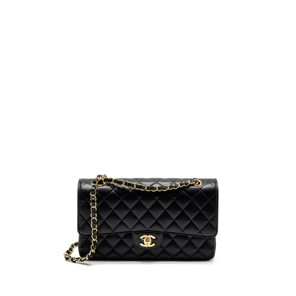 CHANEL MEDIUM CLASSIC DOUBLE FLAP BAG CAVIAR BLACK GHW(MICROCHIP)