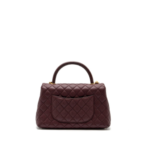 CHANEL MEDIUM COCO HANDLE WITH LIZARD HANDLE CAVIAR BURGUNDY GHW