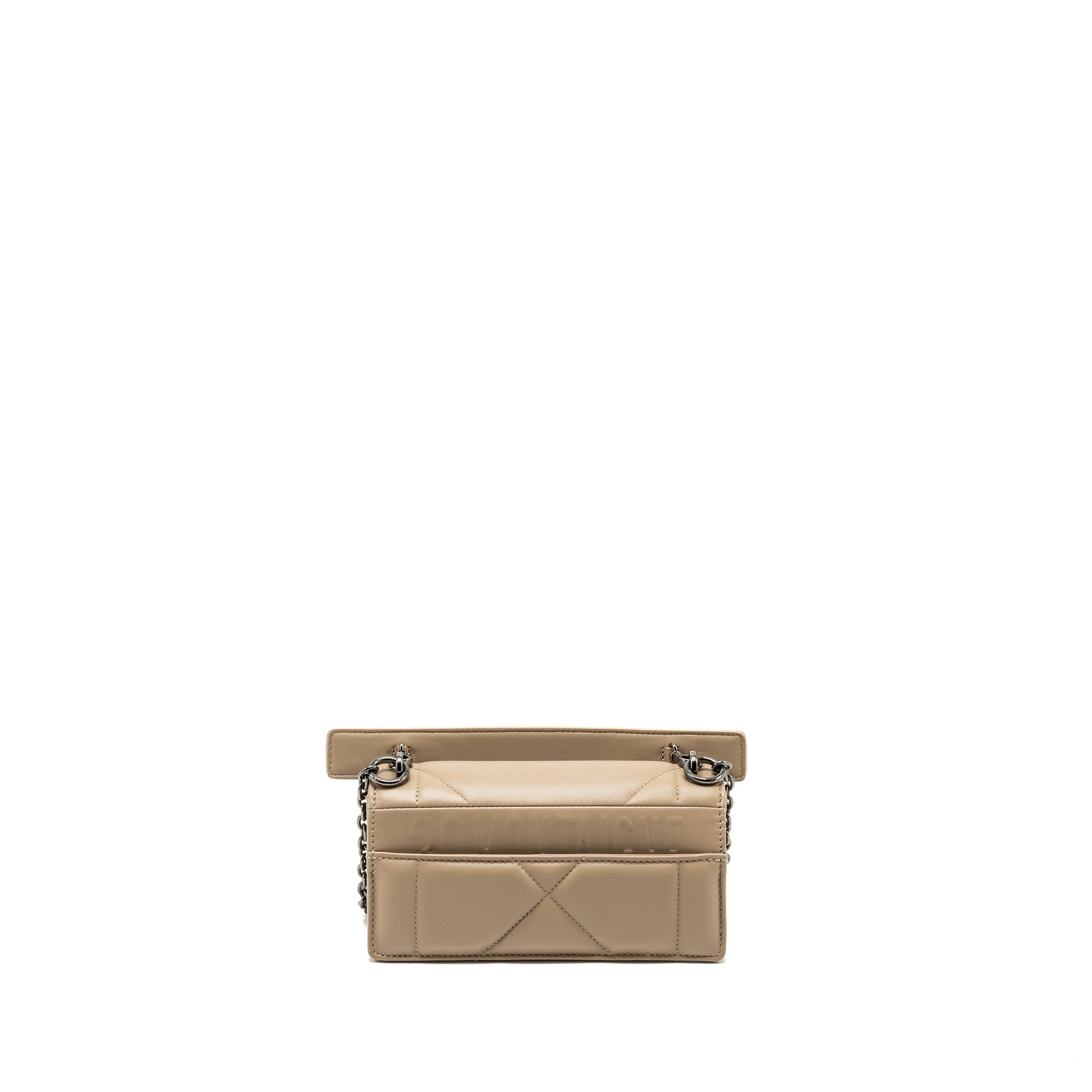 DIOR 30 MONTAIGNE POUCH WITH SHOULDER STRAP LAMBSKIN BEIGE BLACK HARDWARE