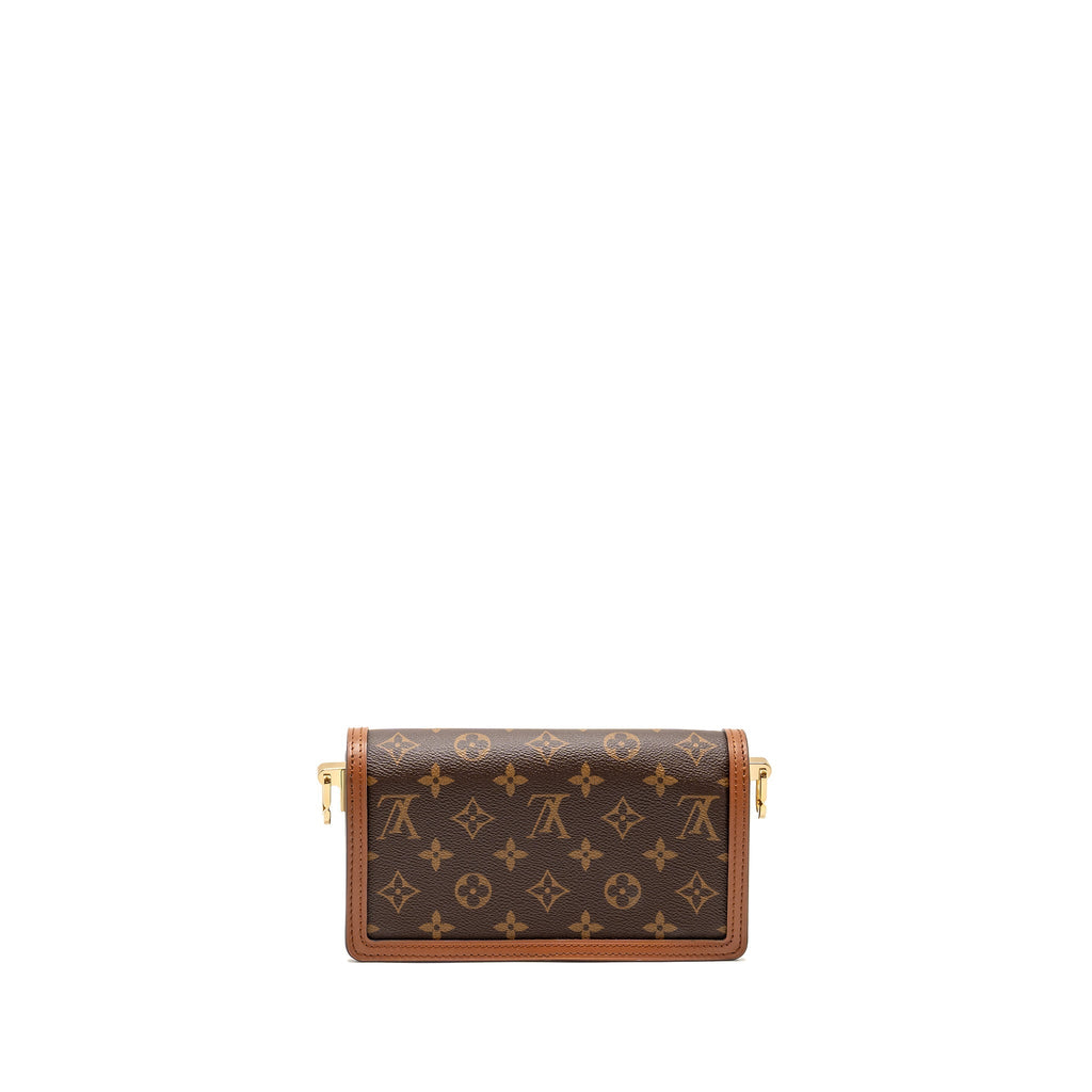 LOUIS VUITTON DAUPHINE EAST-WEST CHAIN SHOULDER BAG MONOGRAM REVERSE CANVAS GHW