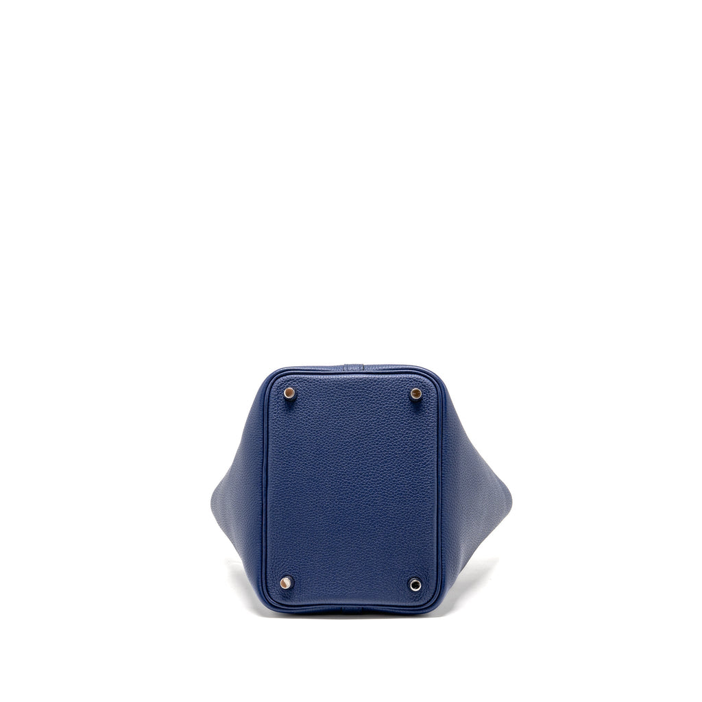 HERMES PICOTIN 18 LOCK BAG TAURILLON MAURICE BLUE SAPHIR SHW