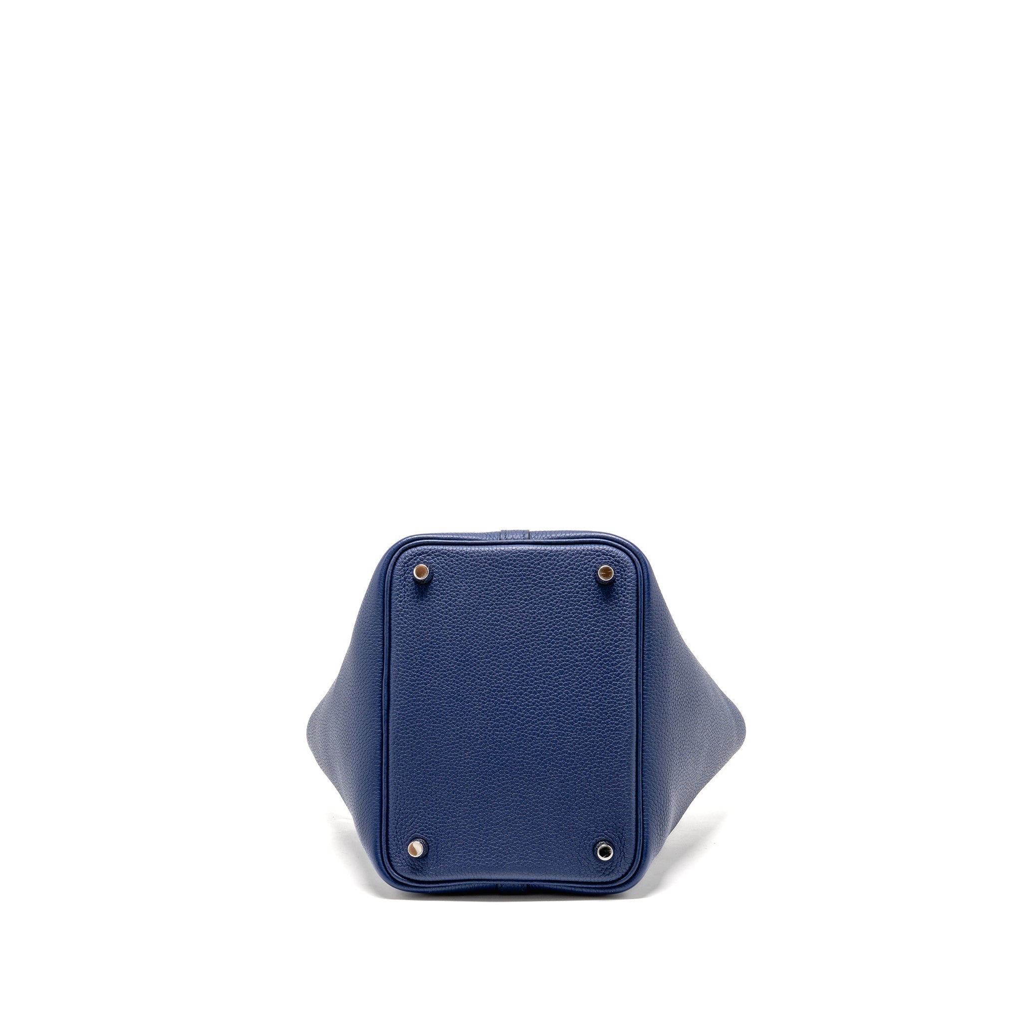 HERMES PICOTIN 18 LOCK BAG TAURILLON MAURICE BLUE SAPHIR SHW
