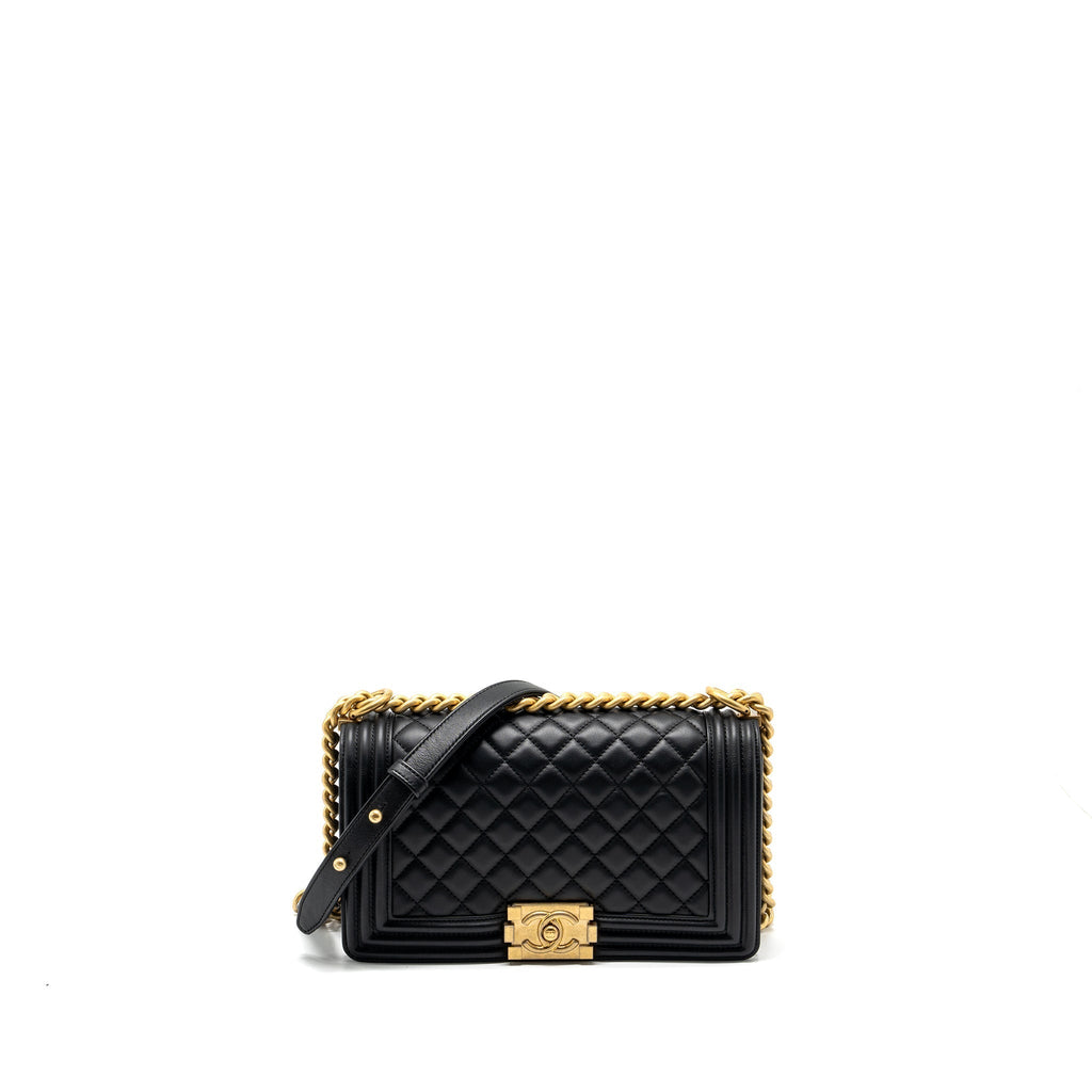 CHANEL MEDIUM BOY BAG SMOOTH CALFSKIN BLACK GHW