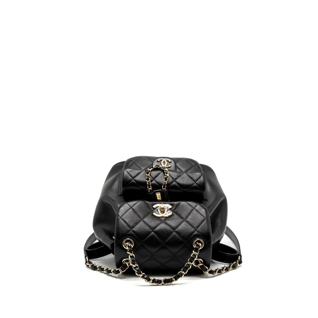 CHANEL 23C DUMA MINI BACKPACK CALFSKIN BLACK LGHW (MICROCHIP)