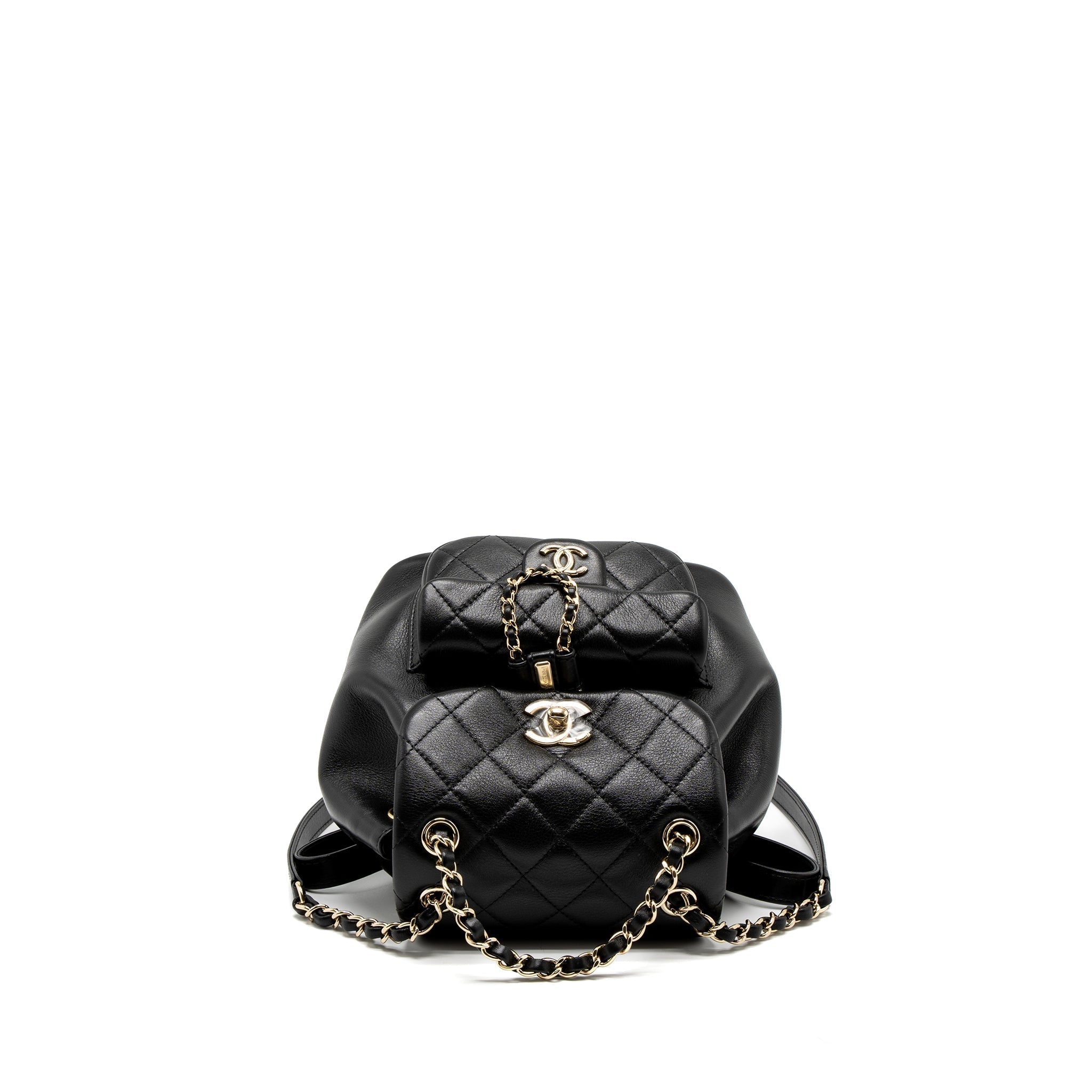 CHANEL 23C DUMA MINI BACKPACK CALFSKIN BLACK LGHW (MICROCHIP)
