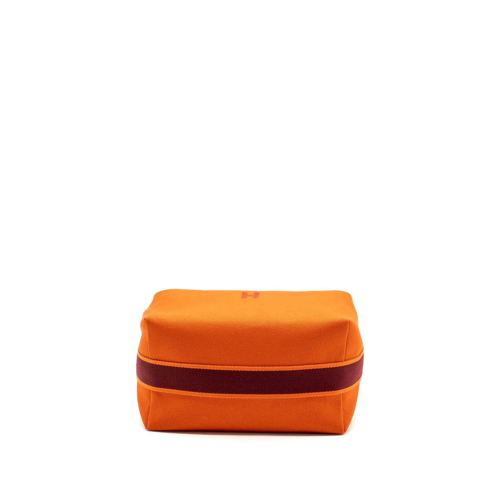 HERMES TROUSSE DE TOILETTE BRIDE A BRAC TRAVEL POUCH CANVAS ORANGE SHW