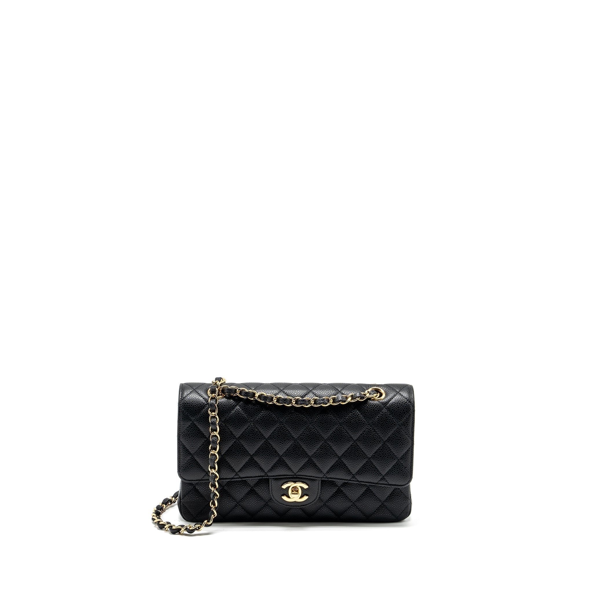 CHANEL MEDIUM CLASSIC DOUBLE FLAP BAG CAVIAR BLACK GHW
