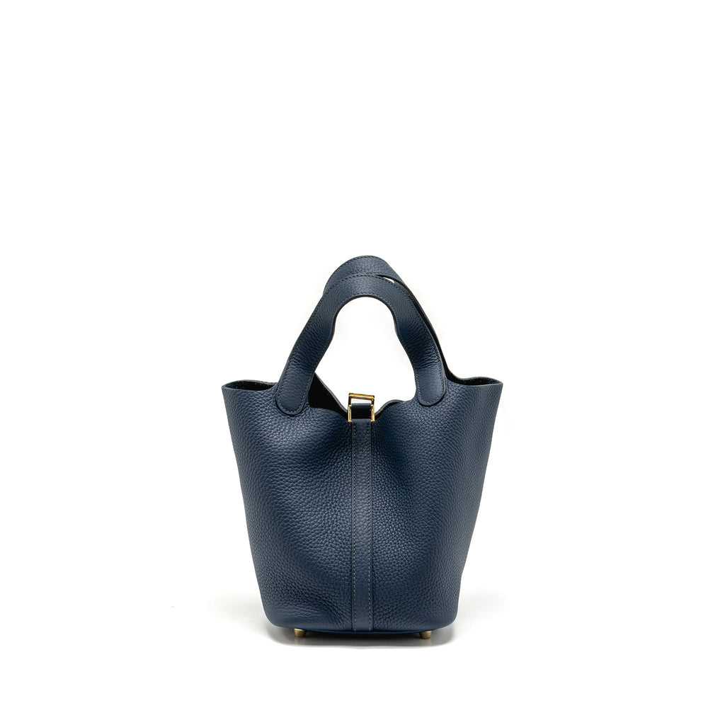 HERMES PICOTIN 18 LOCK BAG CLEMENCE BLEU DE PRUSSE GHW