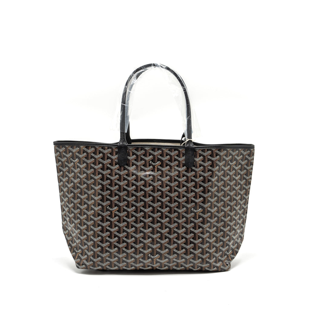GOYARD SAINT LOUIS PM TOTE BAG GOYARDLINE CANVAS / LEATHER BLACK SHW