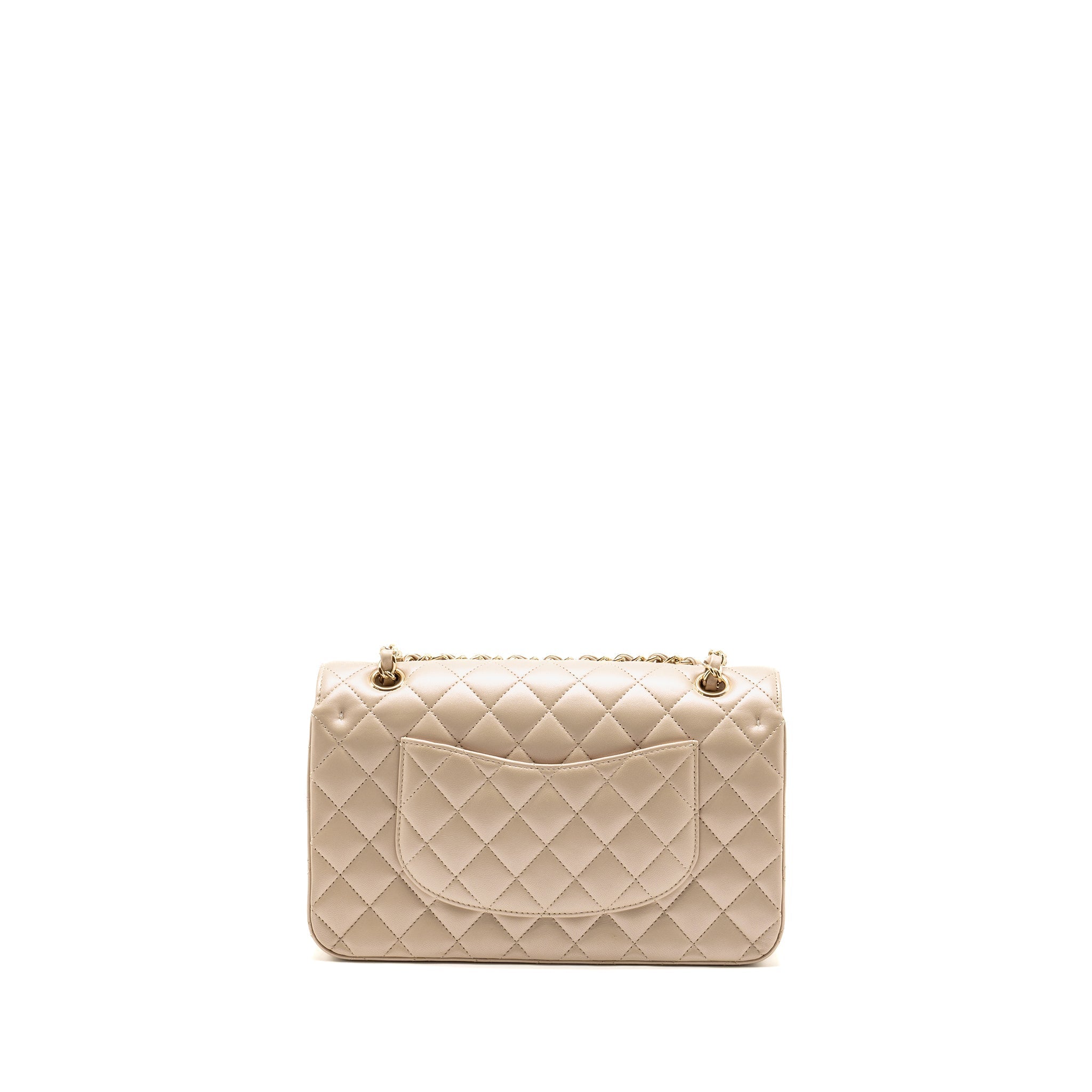 CHANEL MEDIUM CLASSIC DOUBLE FLAP BAG LAMBSKIN IRIDESCENT IVORY LGHW