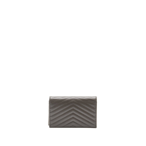 SAINT LAURENT/YSL ENVELOP CHAIN BAG CALFSKIN GREY SHW