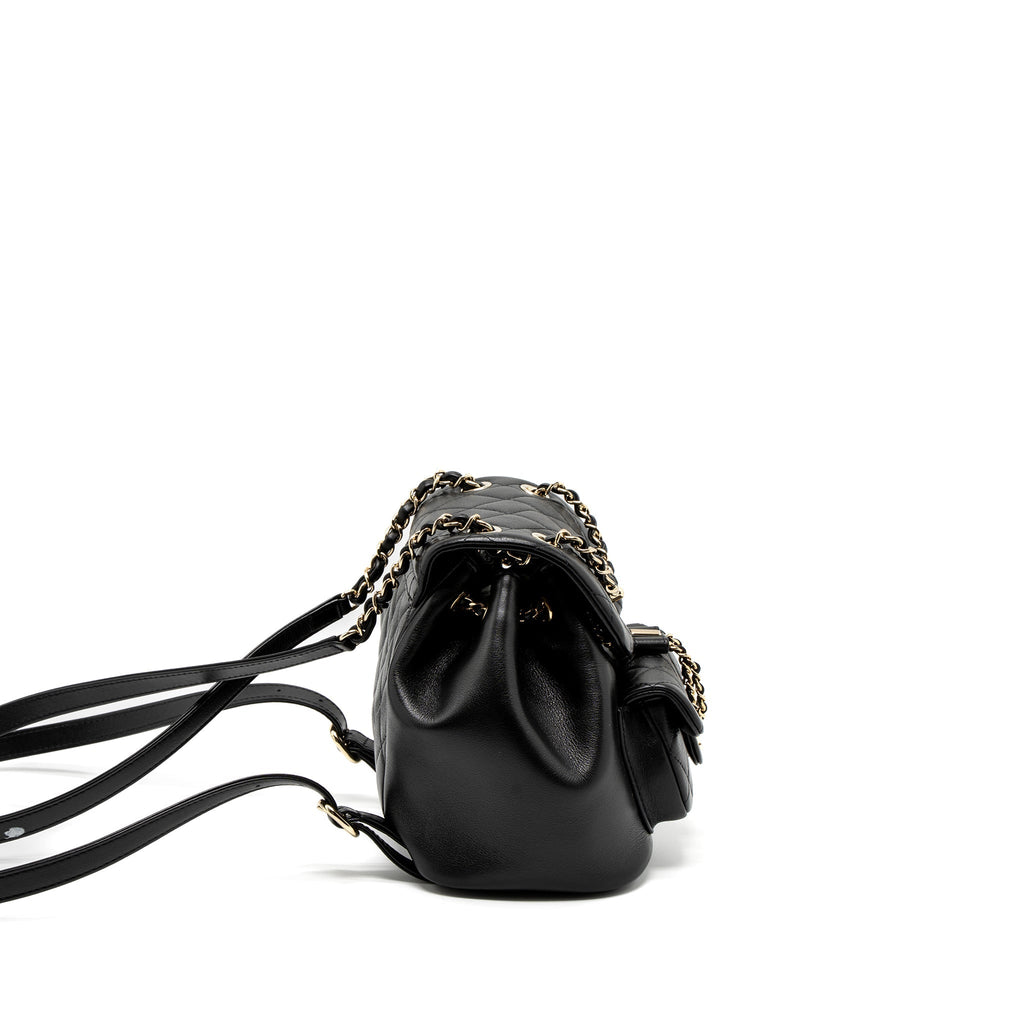CHANEL 23C DUMA MINI BACKPACK CALFSKIN BLACK LGHW (MICROCHIP)