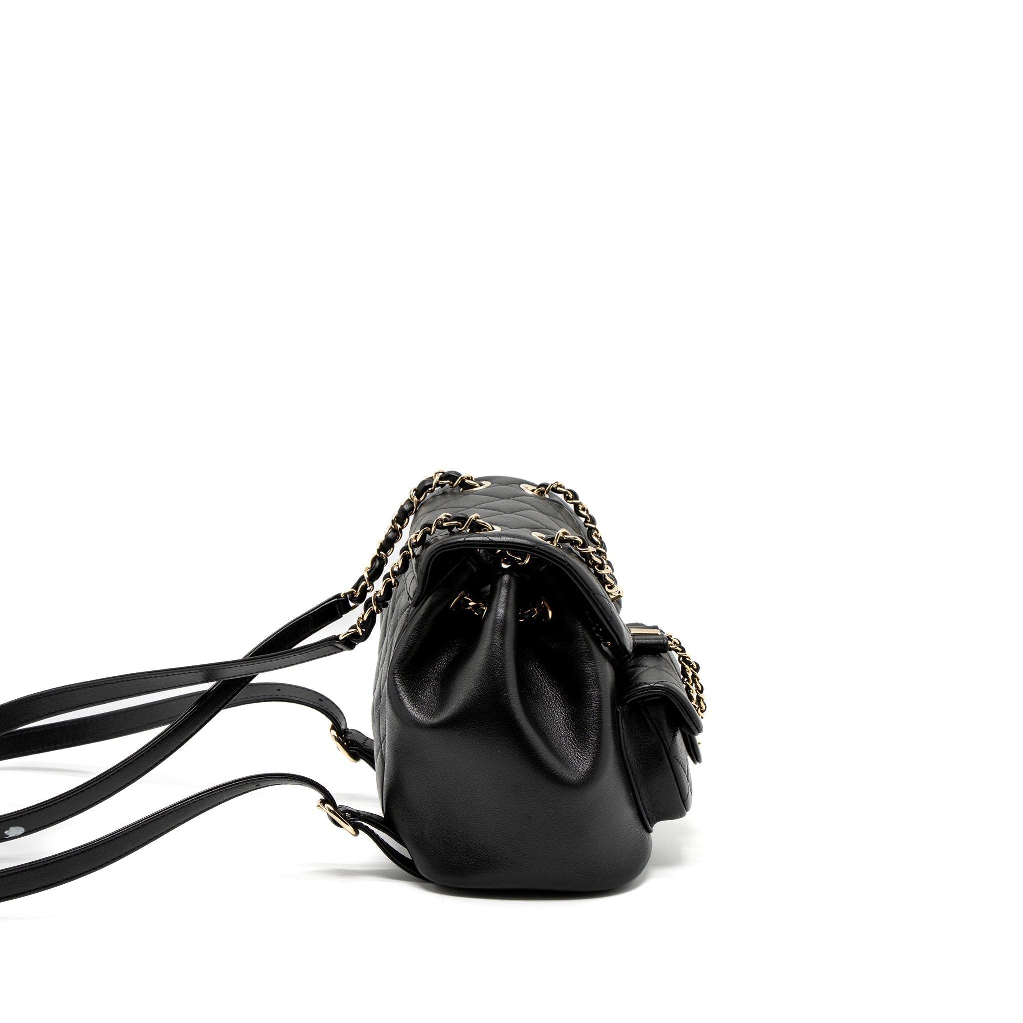 CHANEL 23C DUMA MINI BACKPACK CALFSKIN BLACK LGHW (MICROCHIP)