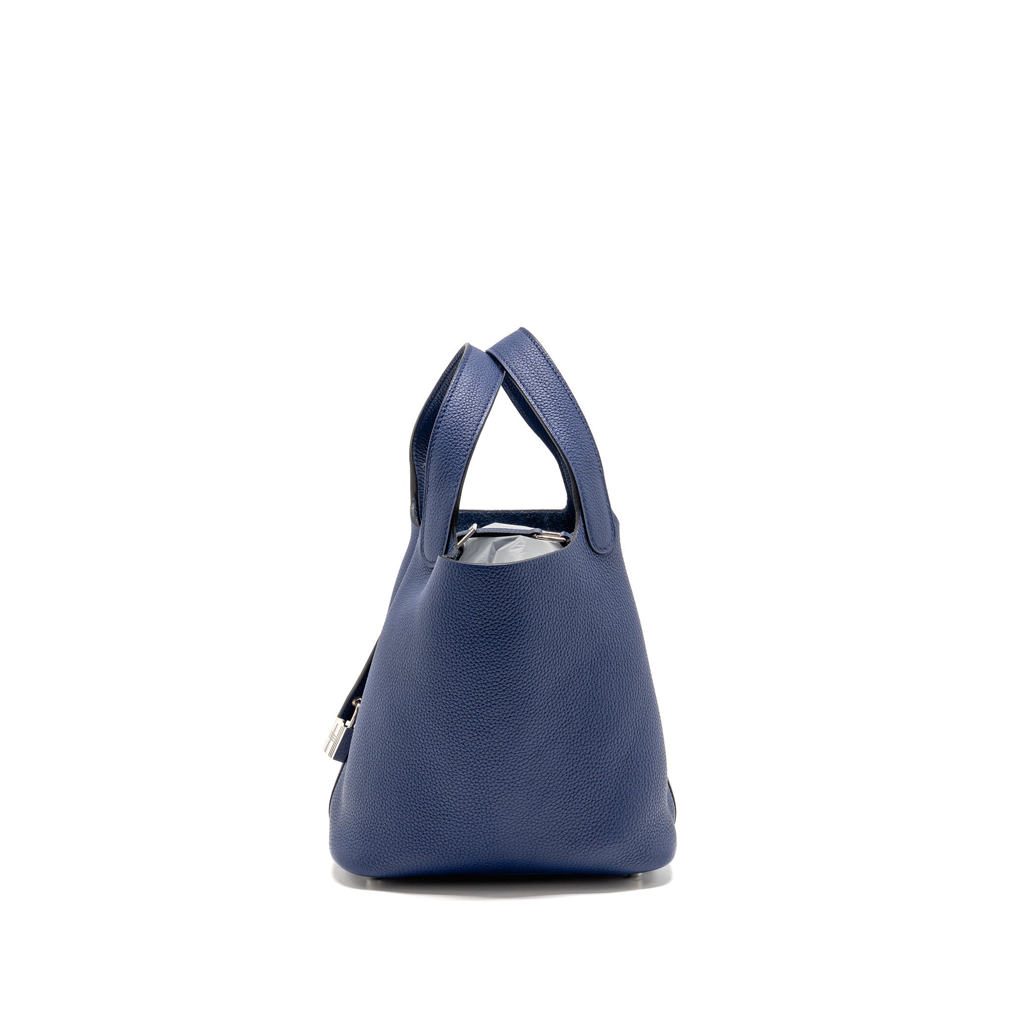 HERMES PICOTIN 18 LOCK BAG TAURILLON MAURICE BLUE SAPHIR SHW
