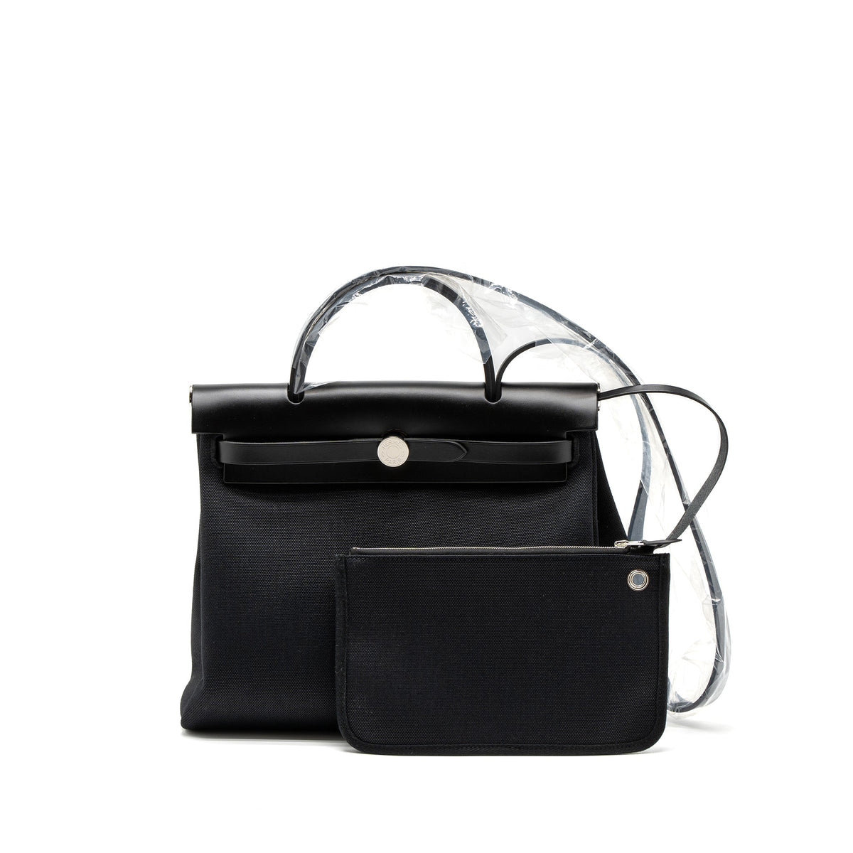 Hermes Herbag Zip 31 Bag Retourne Toile Militaries Canvas/Hunter Black SHW