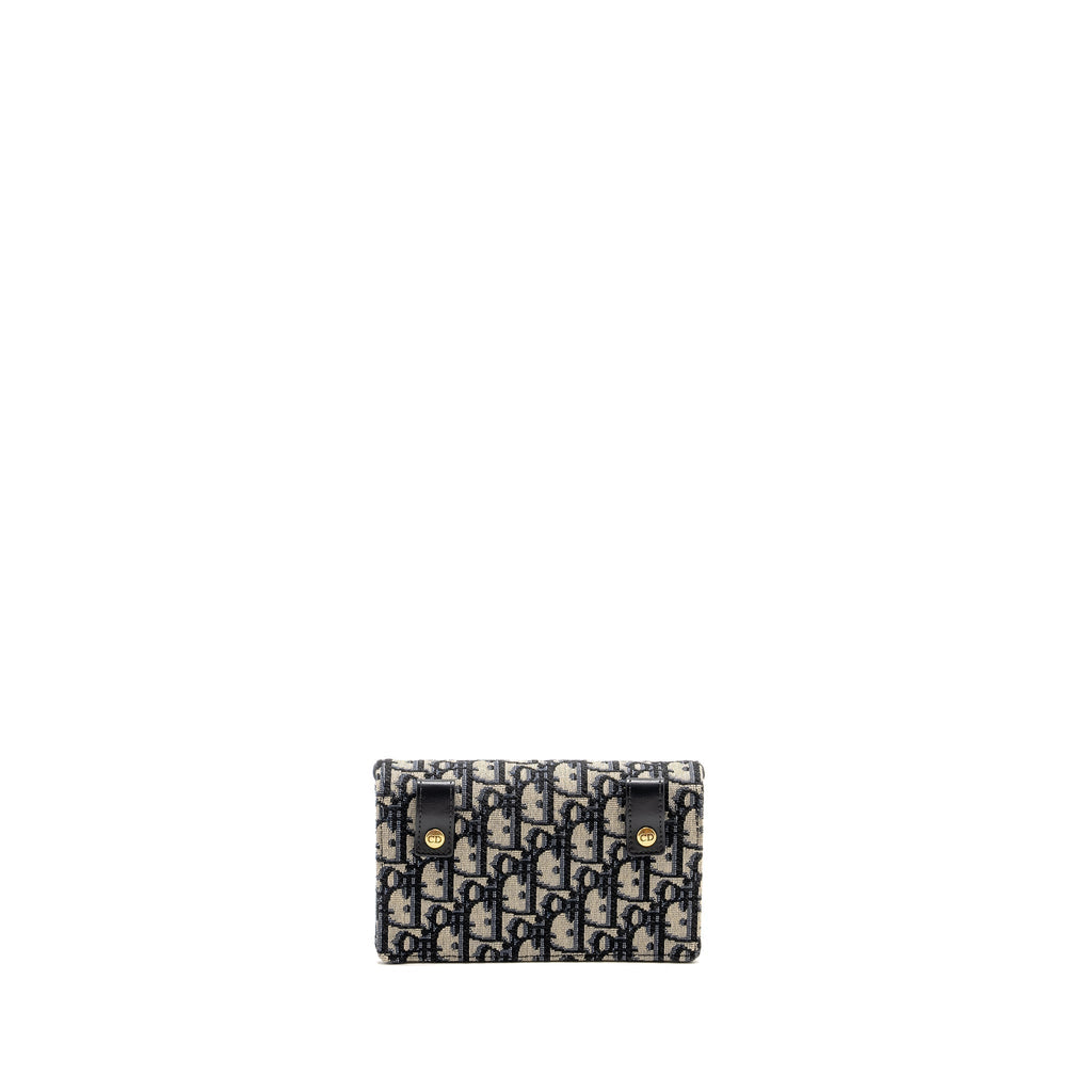 DIOR SADDLE BELT BAG/POUCH BLUE OBLIQUE JACQUARD CANVAS GHW