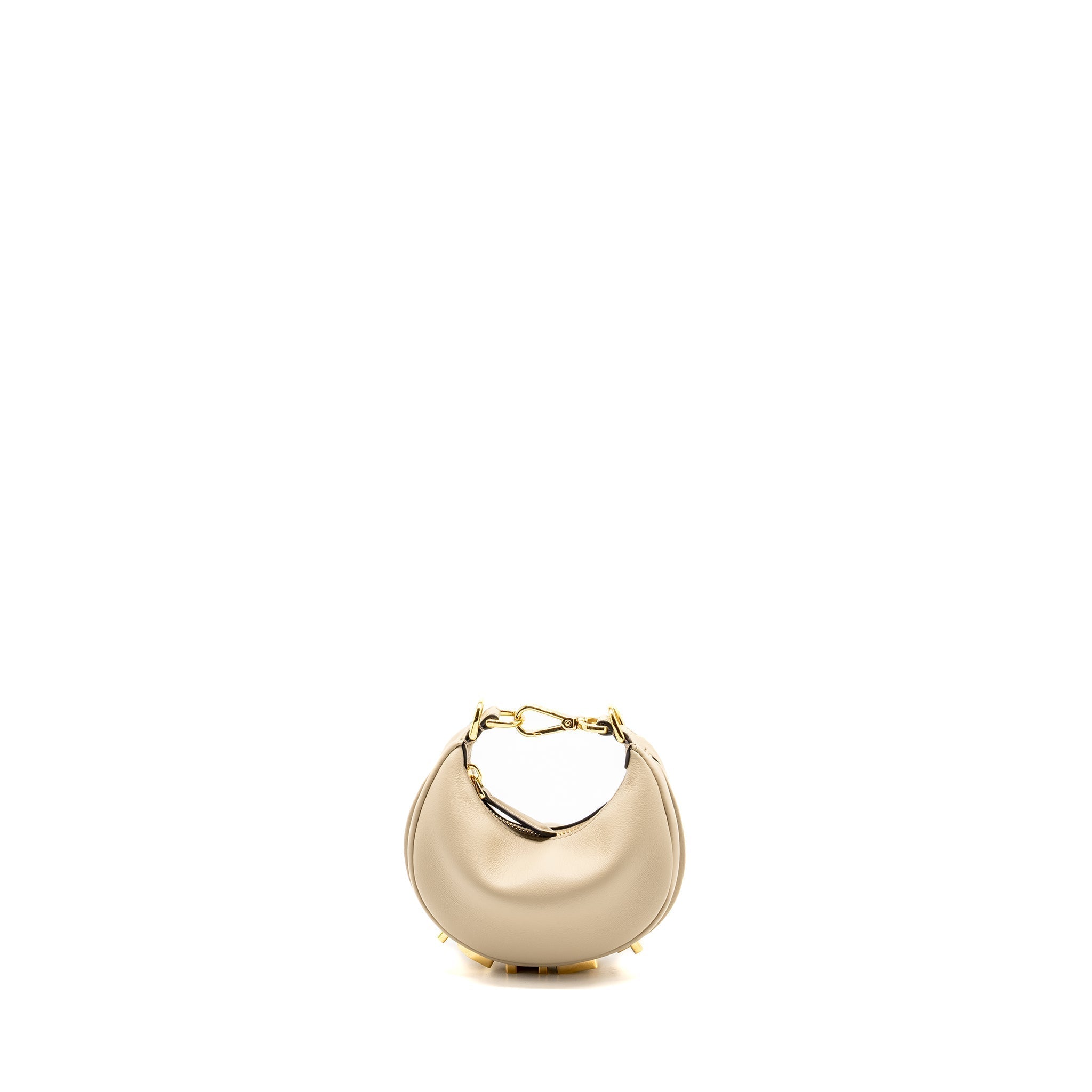 FENDI NANO FENDIGRAPHY LEATHER CHARM CALFSKIN BEIGE GHW