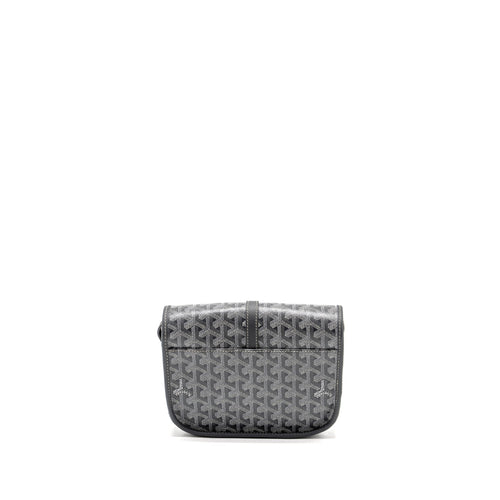 GOYARD BELVEDERE PM MESSENGER BAG GOYARDINE CANVAS CALFSKIN GREY SHW