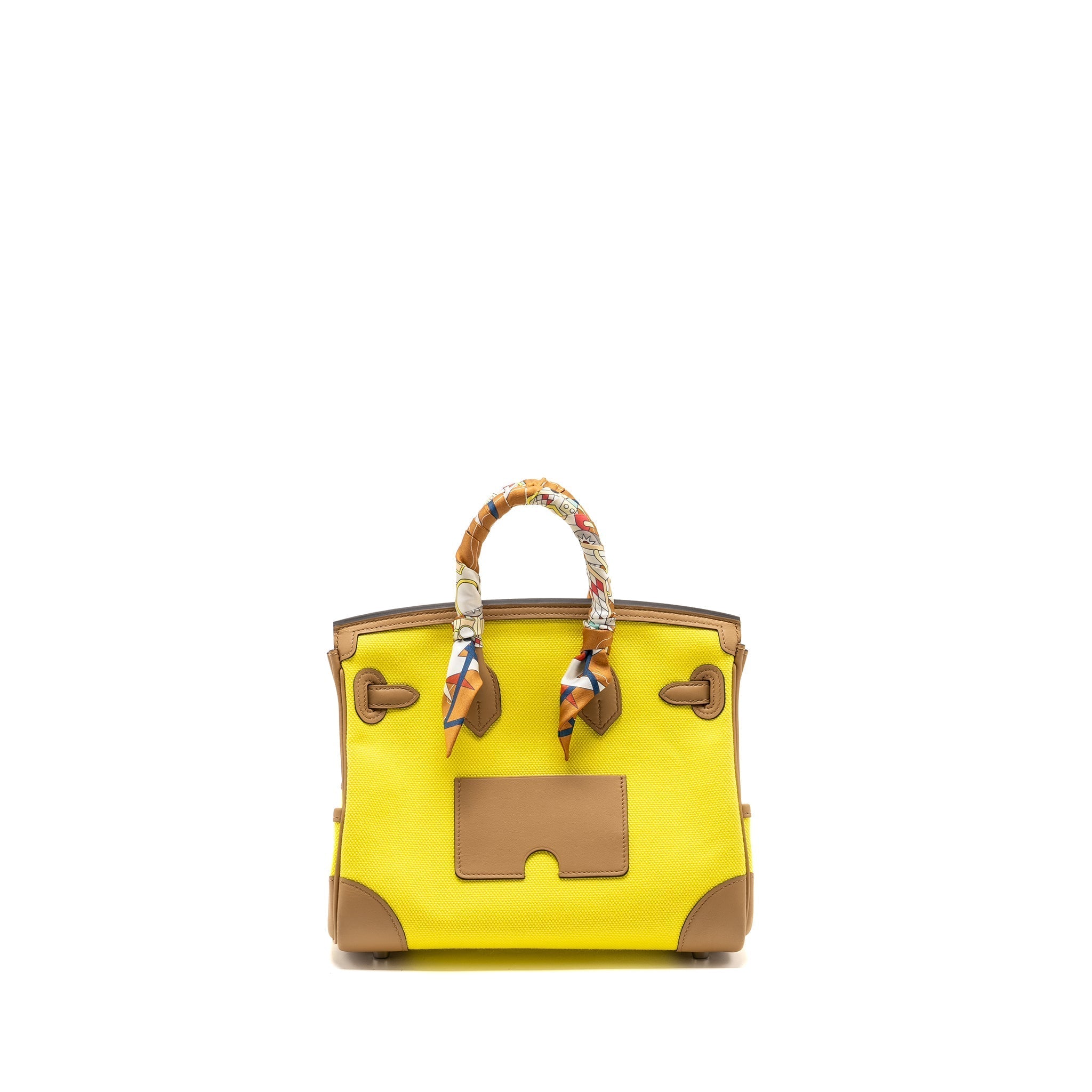 HERMES BIRKIN 25 CARGO TOILE GOELAND / SWIFT JAUNE CITRON / CHAI SHW