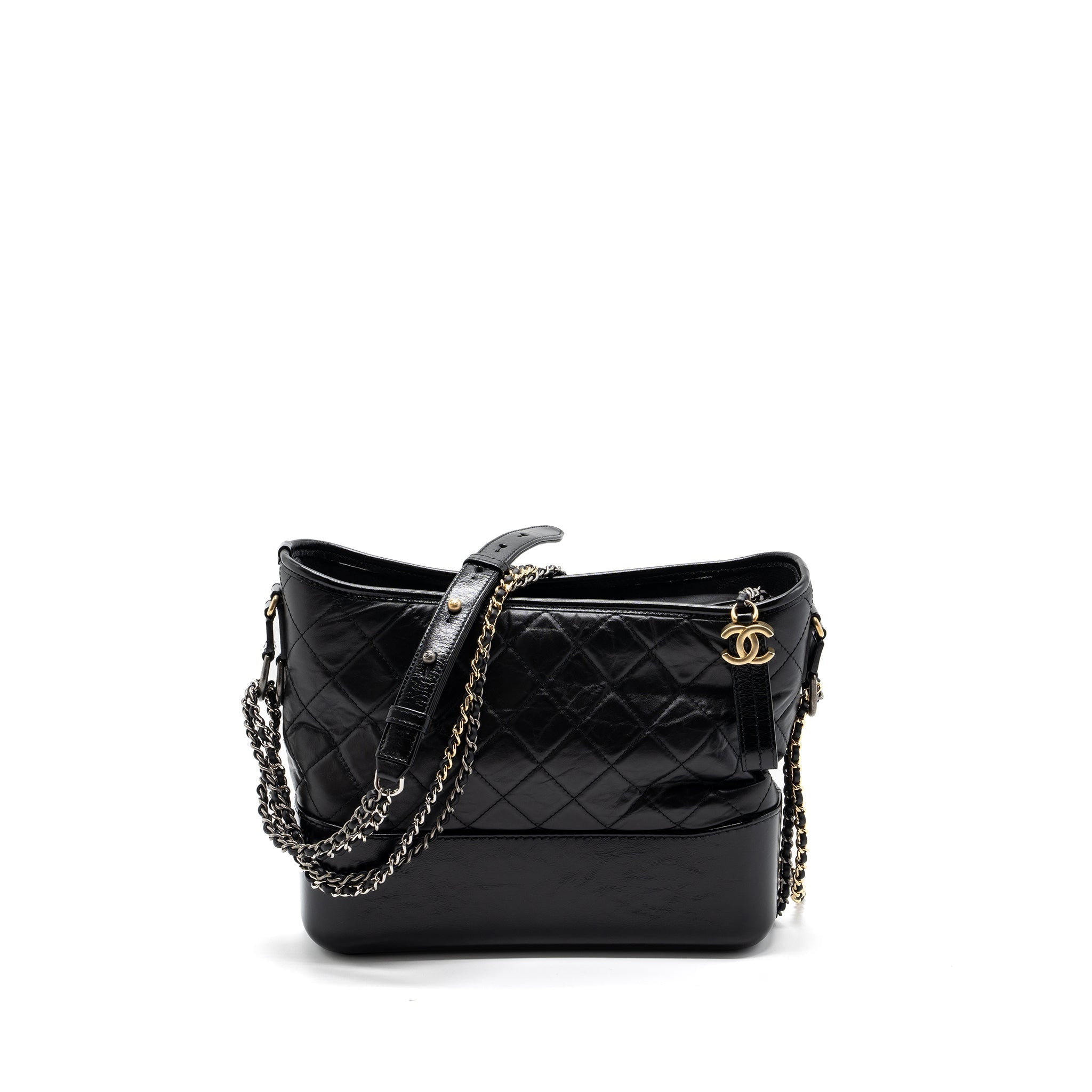 CHANEL LARGE GABRIELLE HOBO BAG  AGED CALFSKIN BLACK MULTICOLOUR HARDWARE