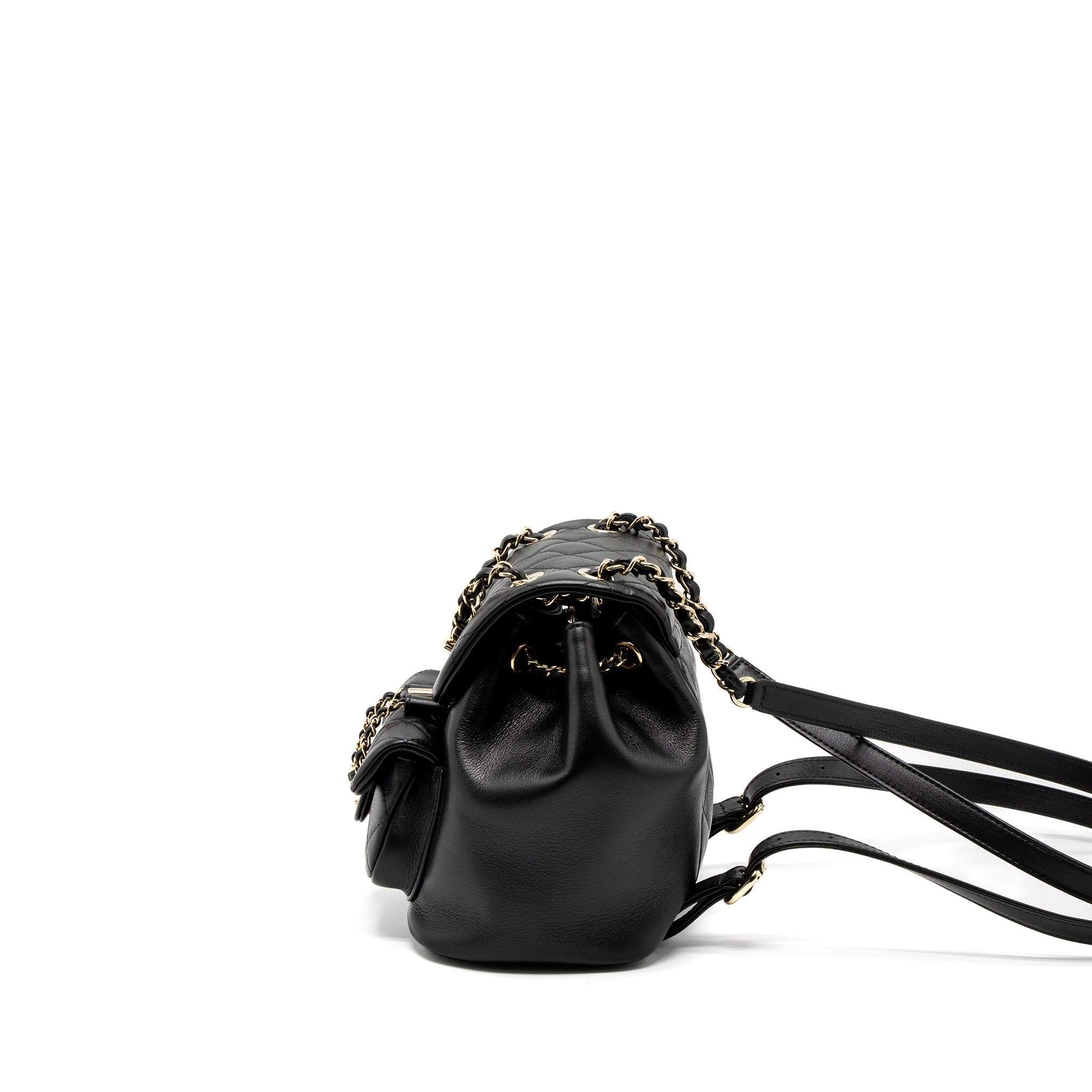 CHANEL 23C DUMA MINI BACKPACK CALFSKIN BLACK LGHW (MICROCHIP)
