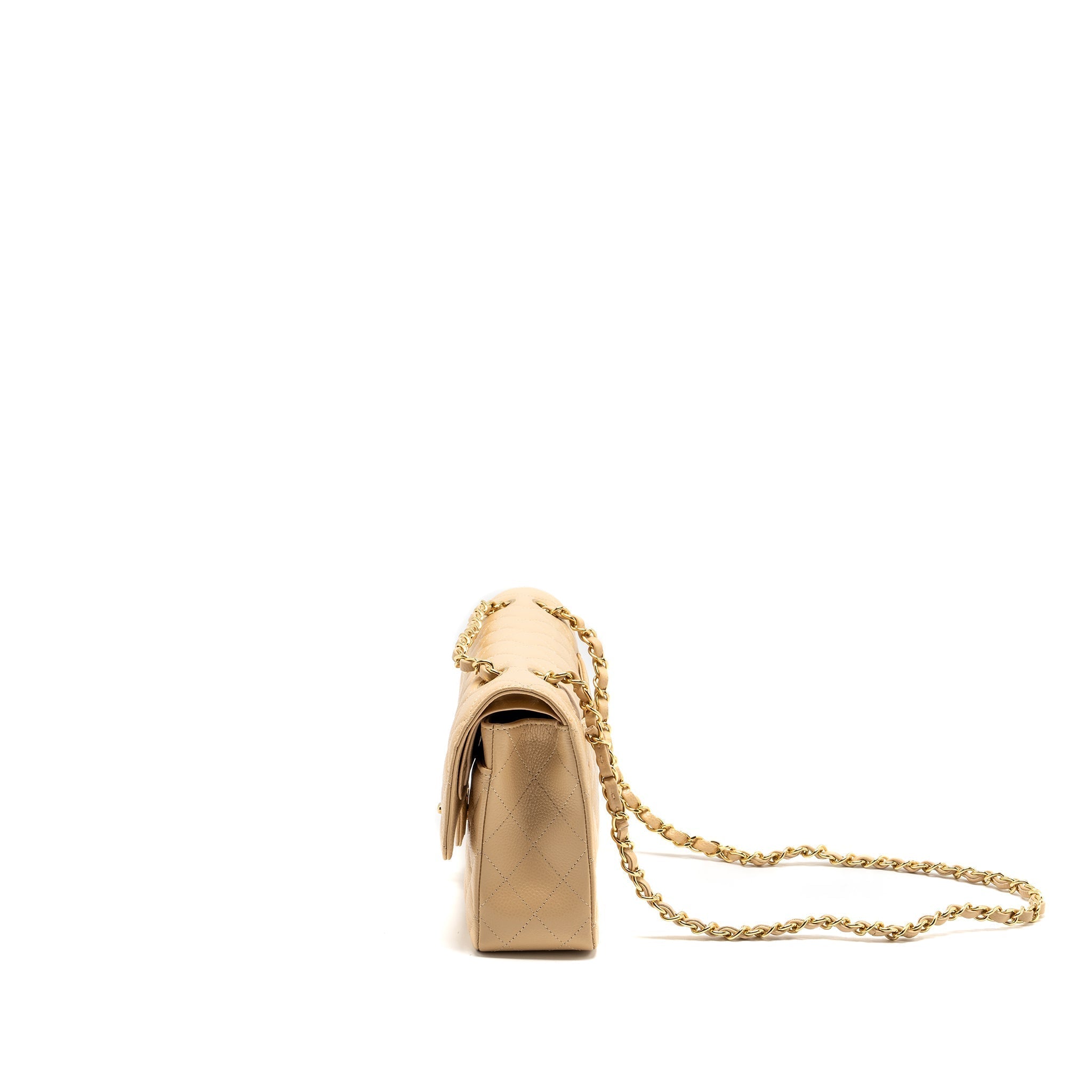 CHANEL MEDIUM CLASSIC DOUBLE FLAP BAG CAVIAR BEIGE GHW