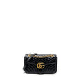 GUCCI SMALL GG MARMONT SHOULDER BAG CALFSKIN BLACK GHW