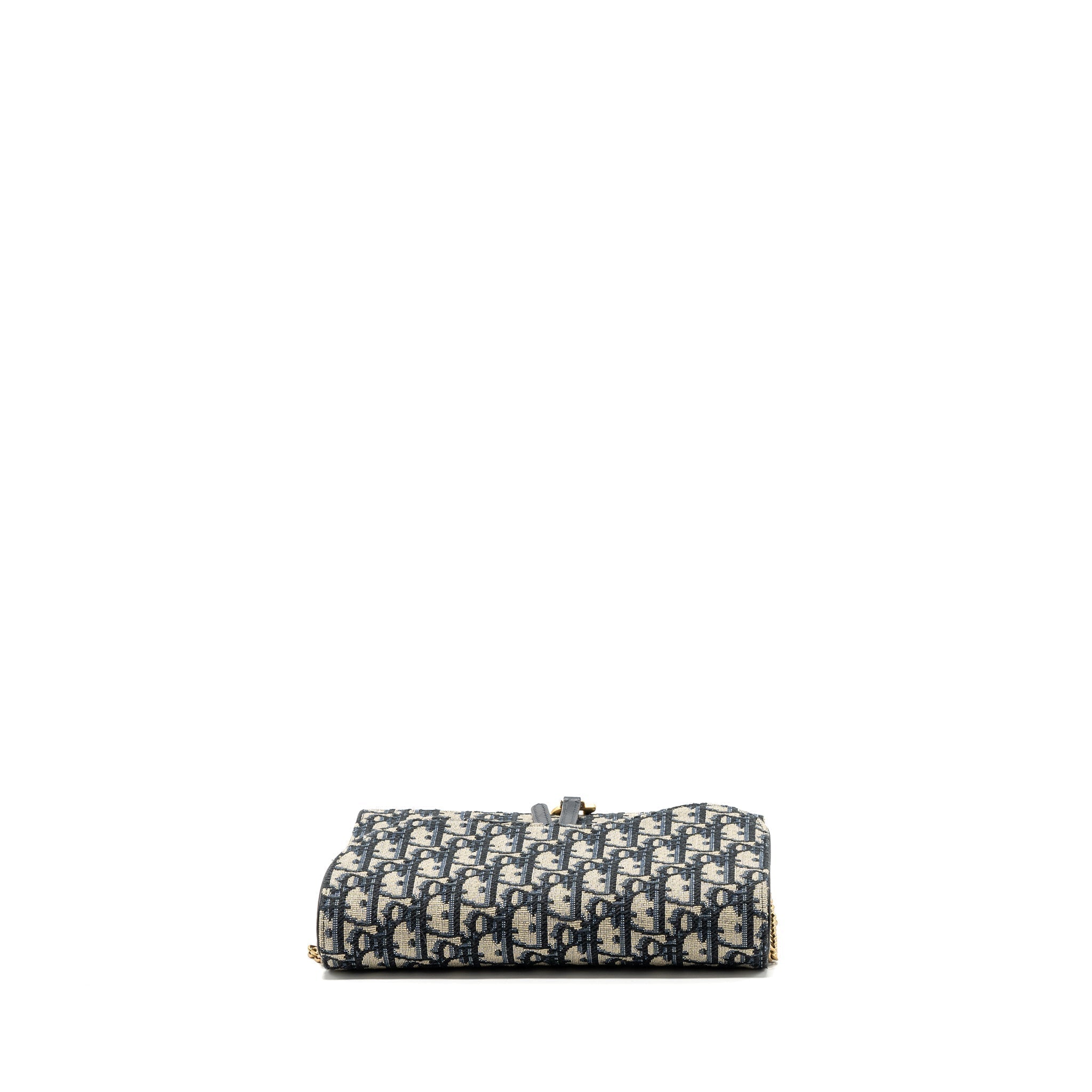 DIOR SADDLE POUCH WITH CHAIN DIOR OBLIQUE JACQUARD BLUE GHW