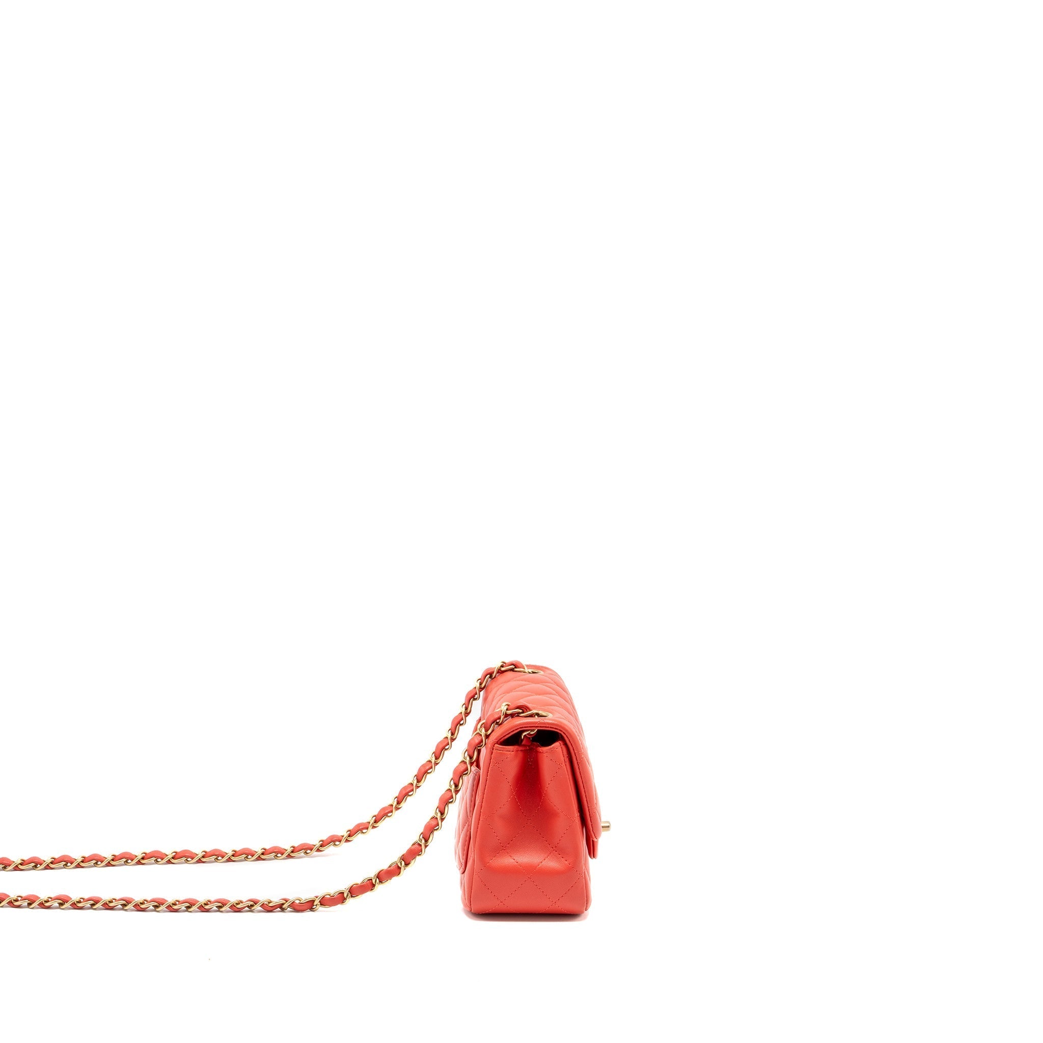 CHANEL MINI SQUARE FLAP BAG LAMBSKIN CORAL PINK GHW