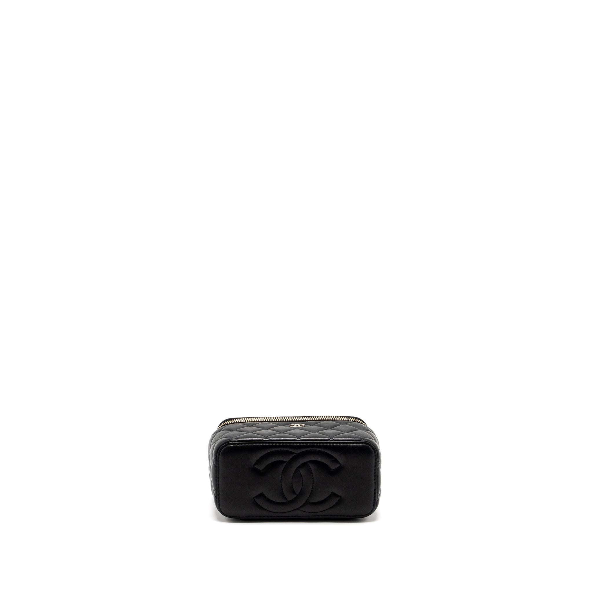 CHANEL LONG VANITY WITH CHAIN LAMBSKIN BLACK LGHW (MICROCHIP)