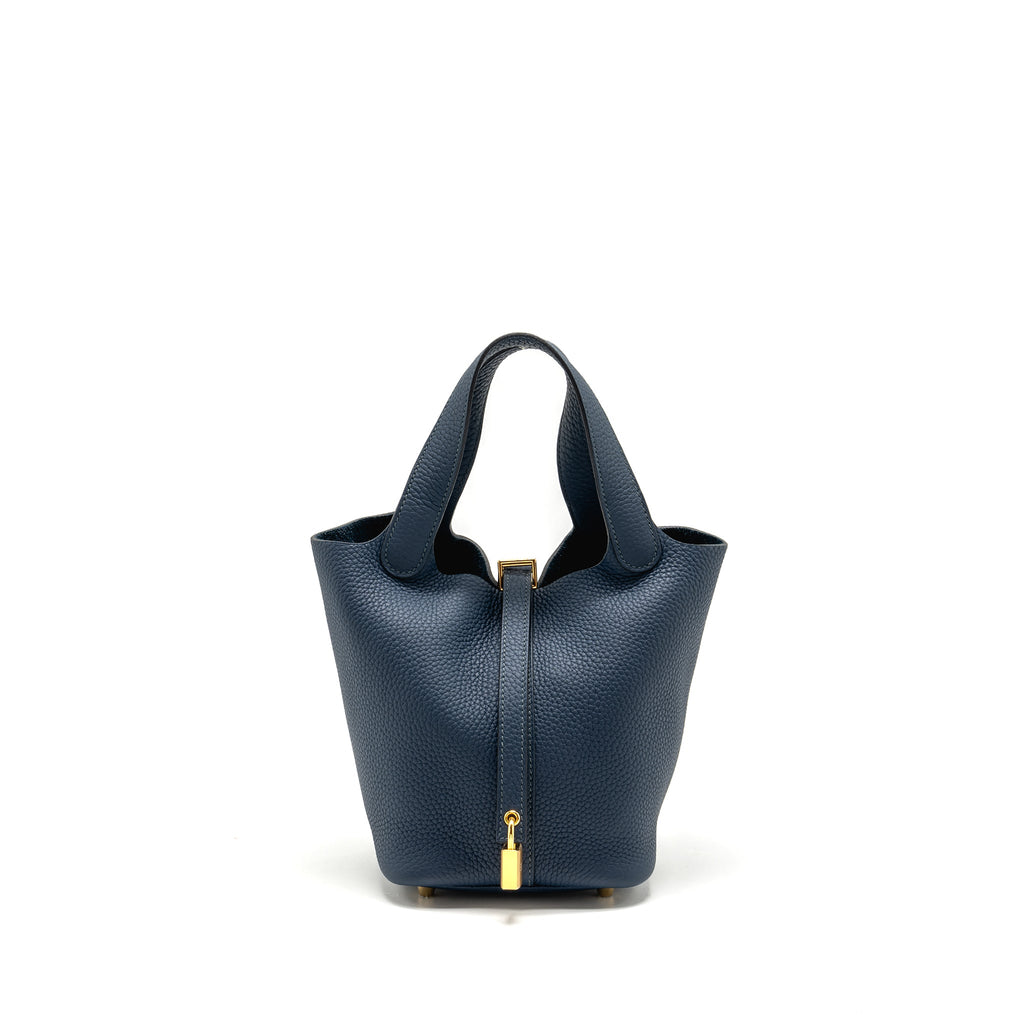 HERMES PICOTIN 18 LOCK BAG CLEMENCE BLEU DE PRUSSE GHW