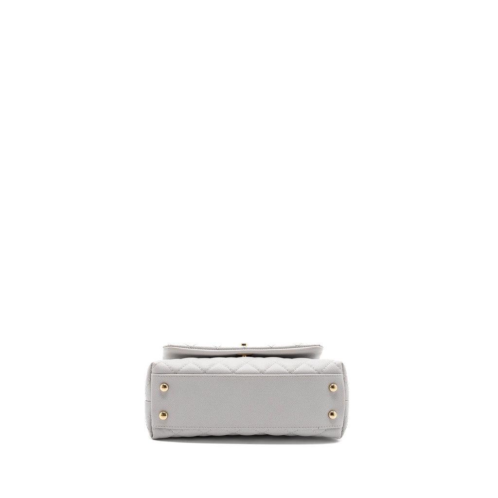 CHANEL SMALL COCO HANDLE CAVIAR LIGHT GREY LGHW