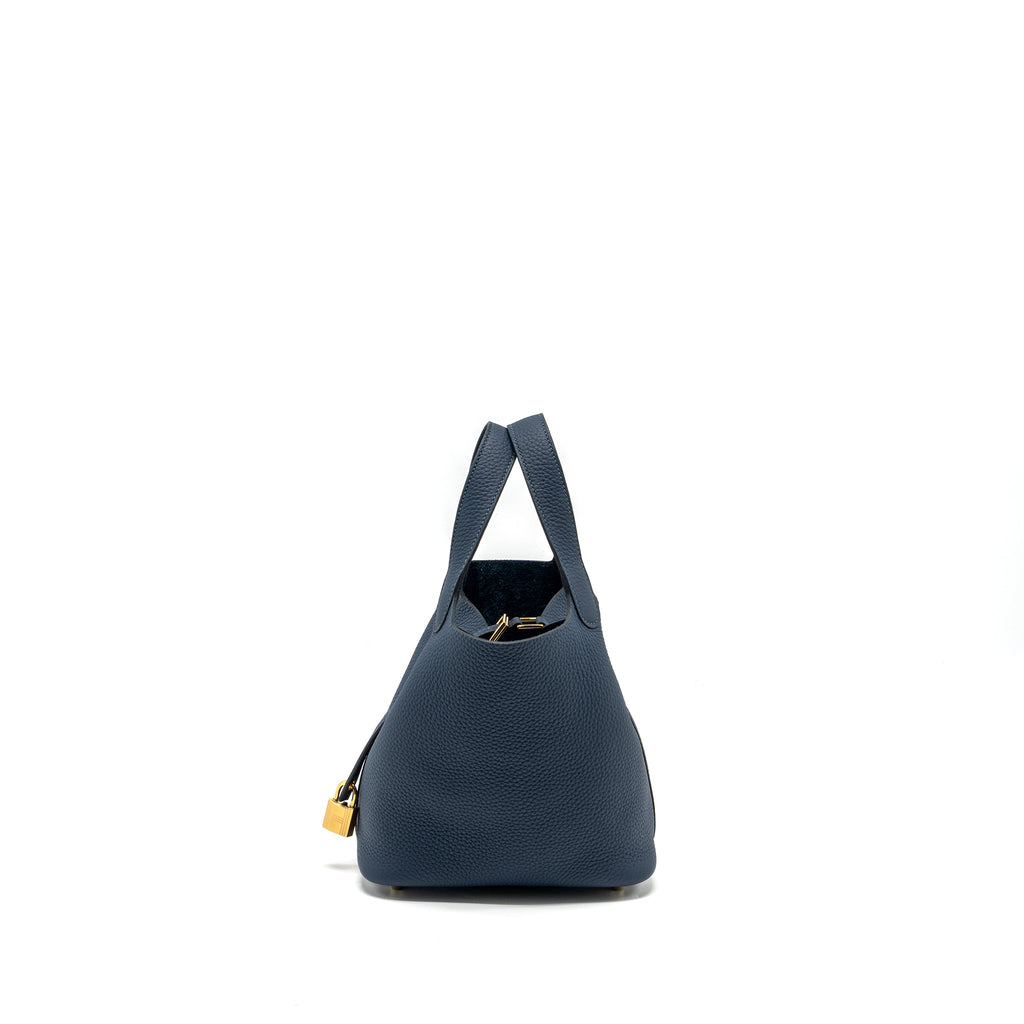 HERMES PICOTIN 18 LOCK BAG CLEMENCE BLEU DE PRUSSE GHW