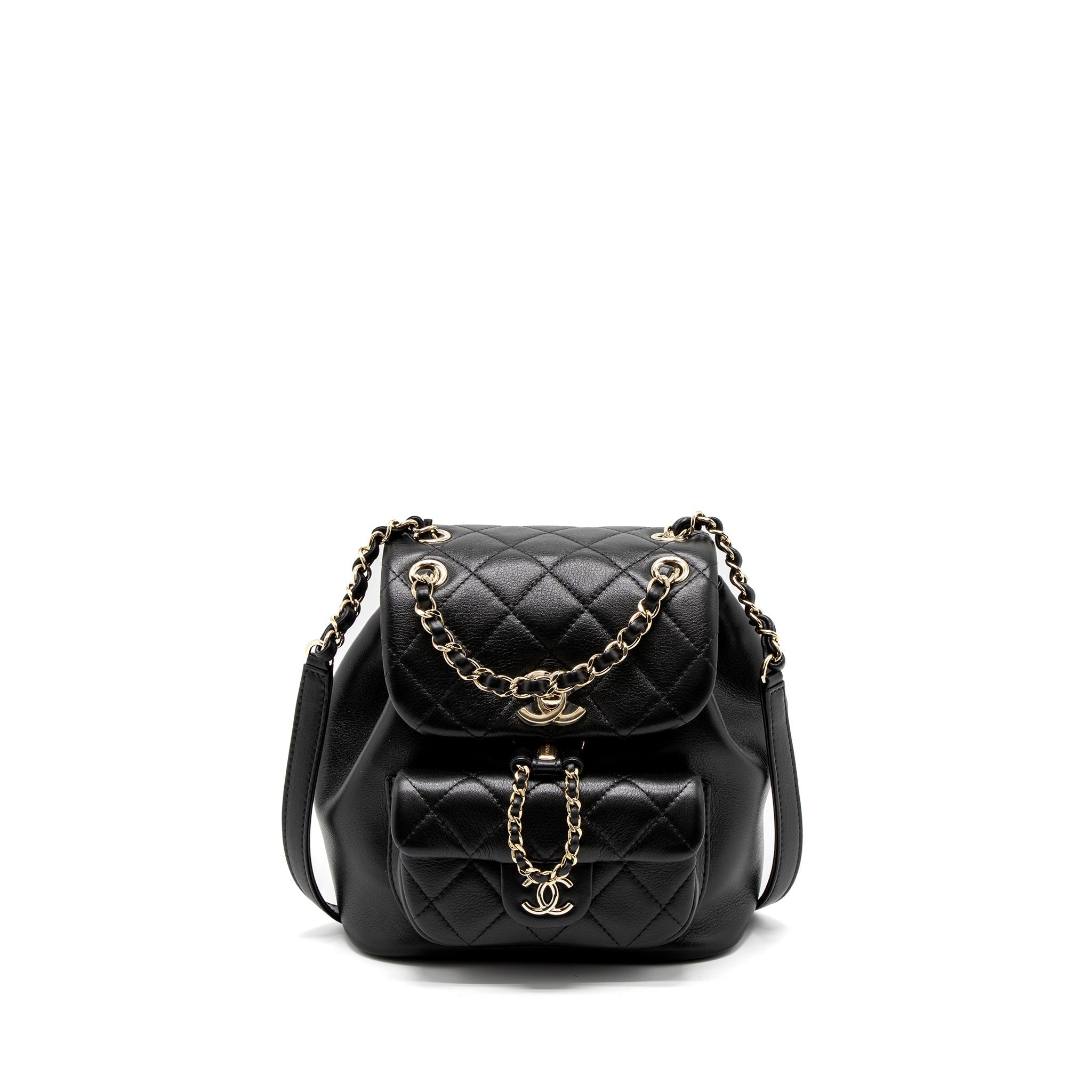 CHANEL 23C DUMA MINI BACKPACK CALFSKIN BLACK LGHW (MICROCHIP)