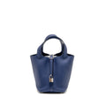 HERMES PICOTIN 18 LOCK BAG TAURILLON MAURICE BLUE SAPHIR SHW