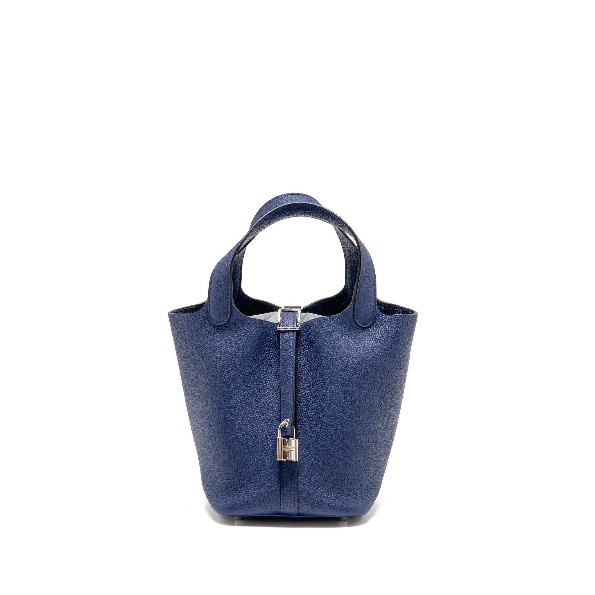 HERMES PICOTIN 18 LOCK BAG TAURILLON MAURICE BLUE SAPHIR SHW