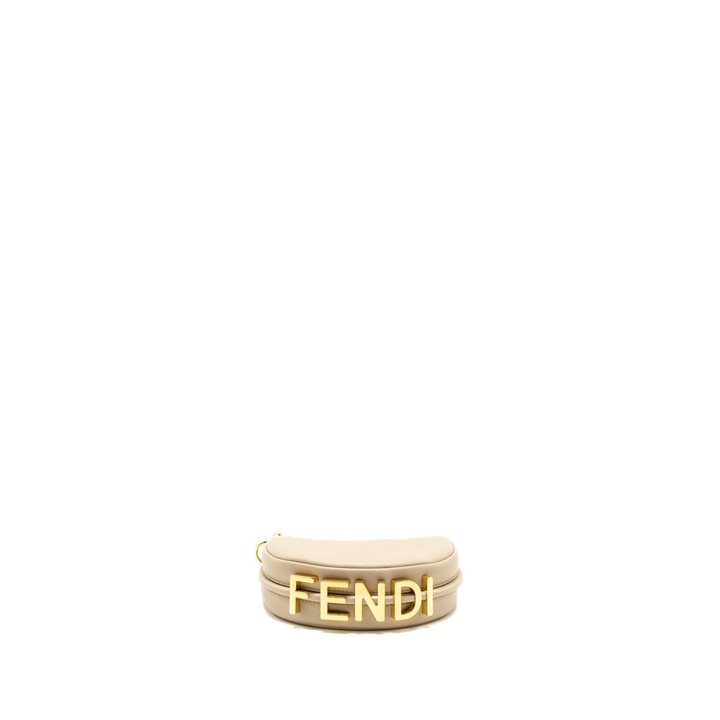 FENDI NANO FENDIGRAPHY LEATHER CHARM CALFSKIN BEIGE GHW