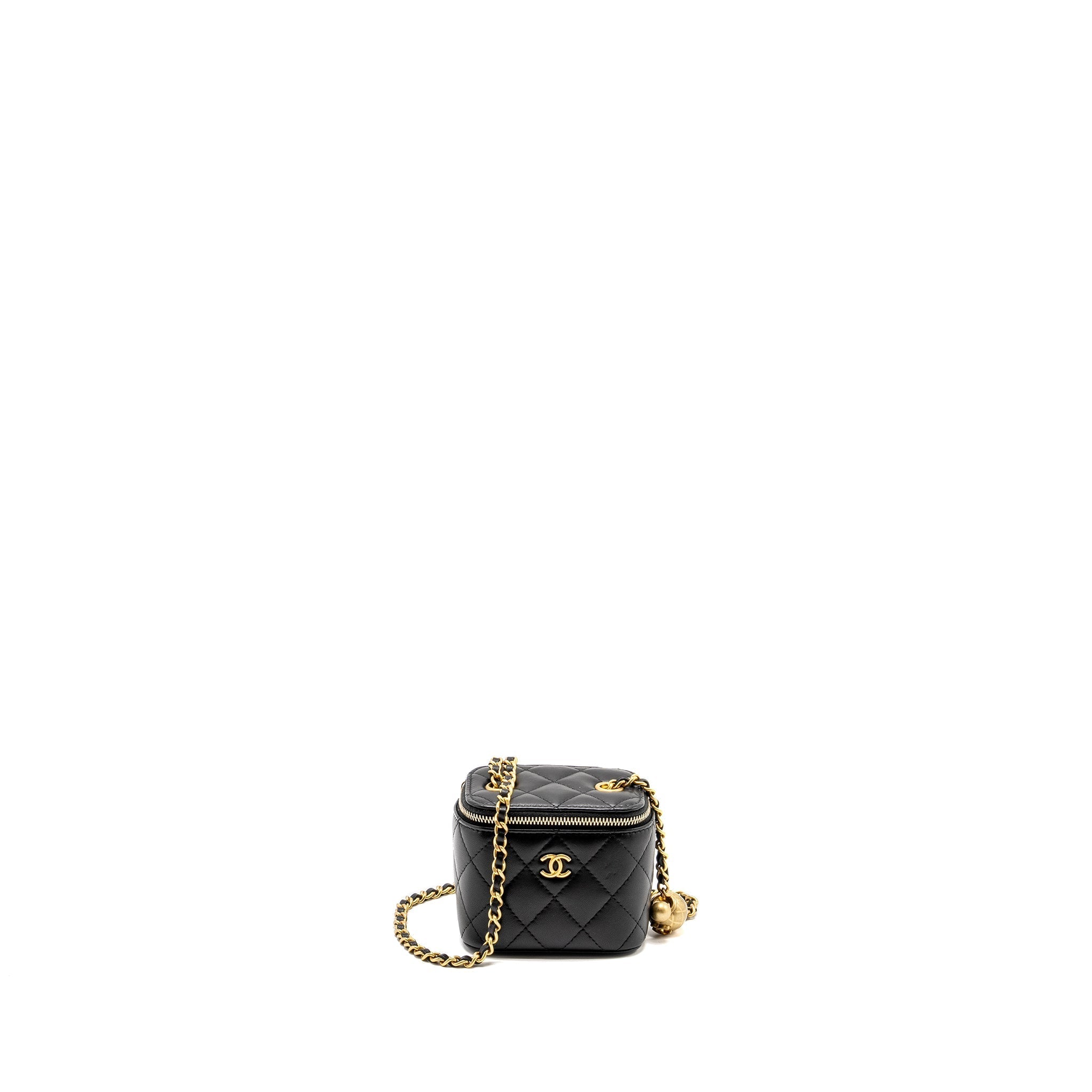 CHANEL PEARL CRUSH MINI VANITY CASE LAMBSKIN BLACK GHW