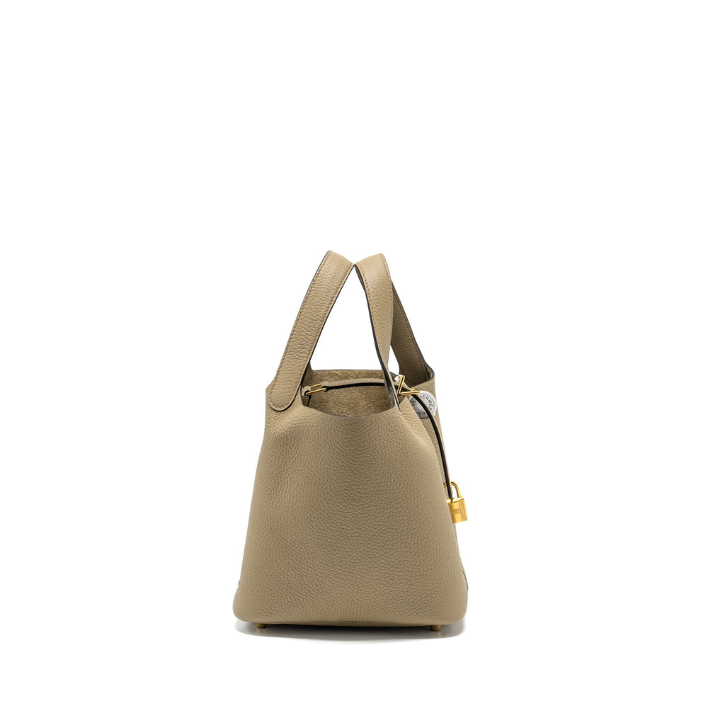 HERMES PICOTIN 18 LOCK BAG CLEMENCE BEIGE MARFA GHW