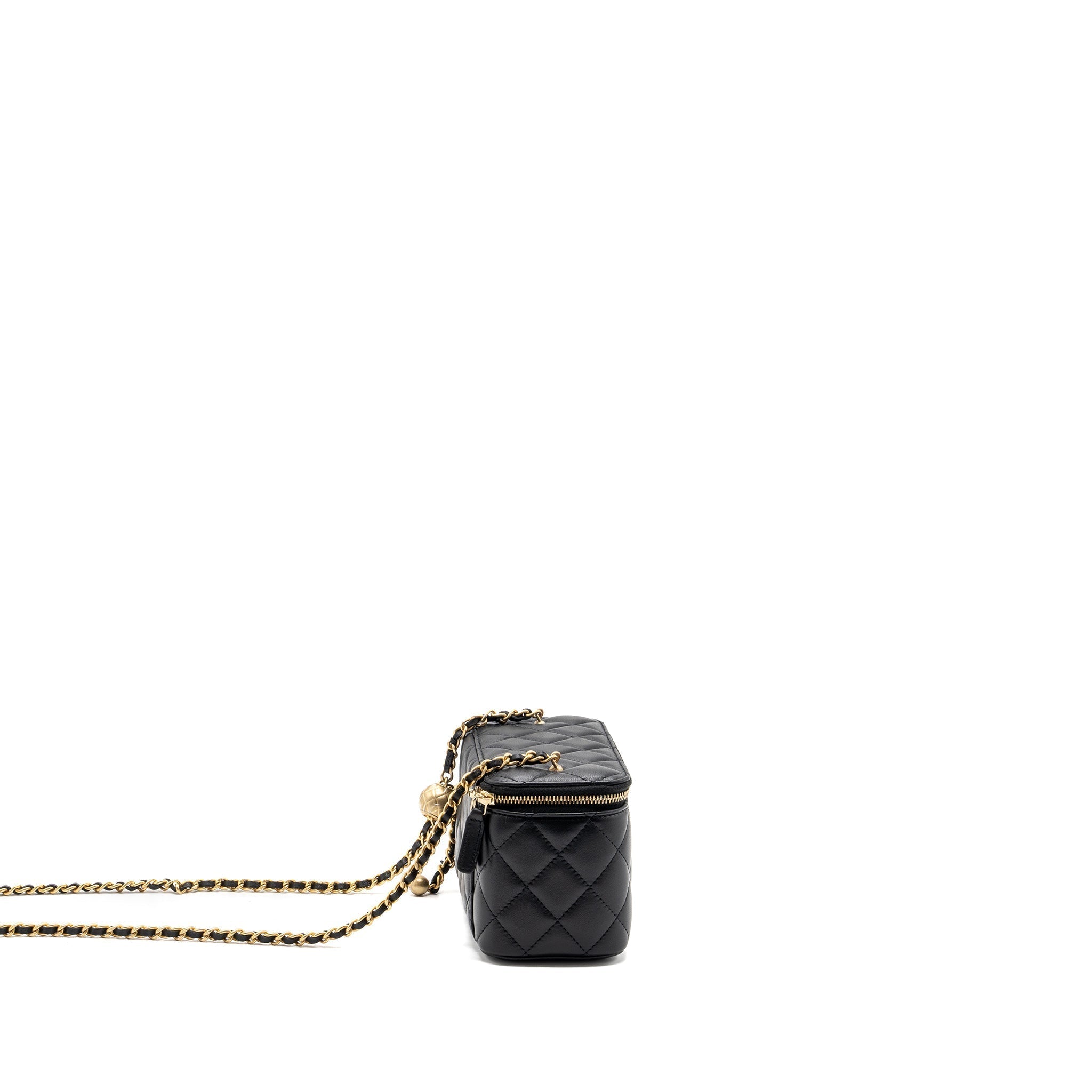 CHANEL PEARL CRUSH LONG VANITY CASE LAMBSKIN BLACK GHW (MICROCHIP)
