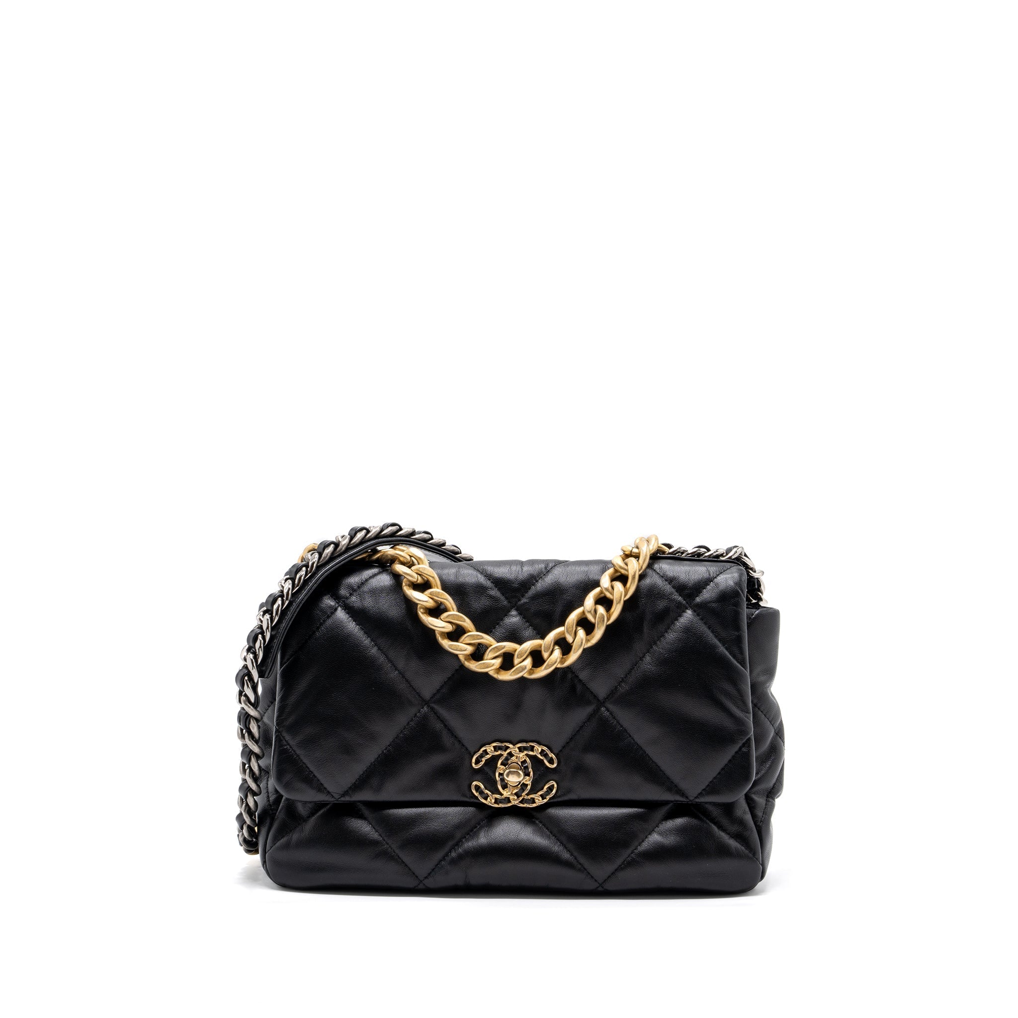 CHANEL MEDIUM 19 BAG GOATSKIN BLACK MULTICOLOUR HARDWARE