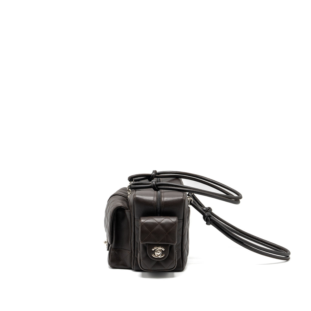 CHANEL VINTAGE CAMBO REPORTER BAG CALFSKIN DARK BROWN SHW