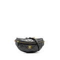 CHANEL LETTER LOGO DETAILED WAIST BAG LAMBSKIN BLACK GHW (MICROCHIP)