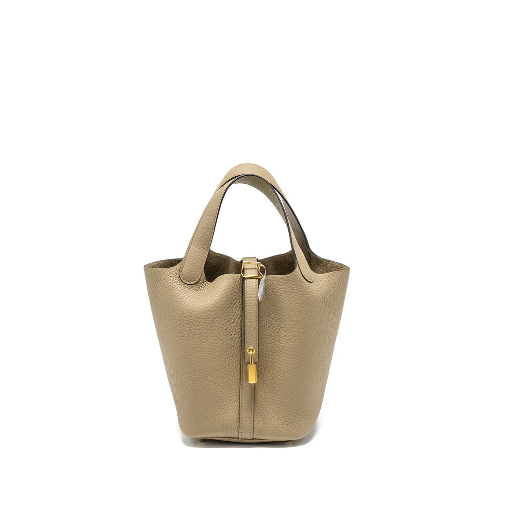 HERMES PICOTIN 18 LOCK BAG CLEMENCE BEIGE MARFA GHW
