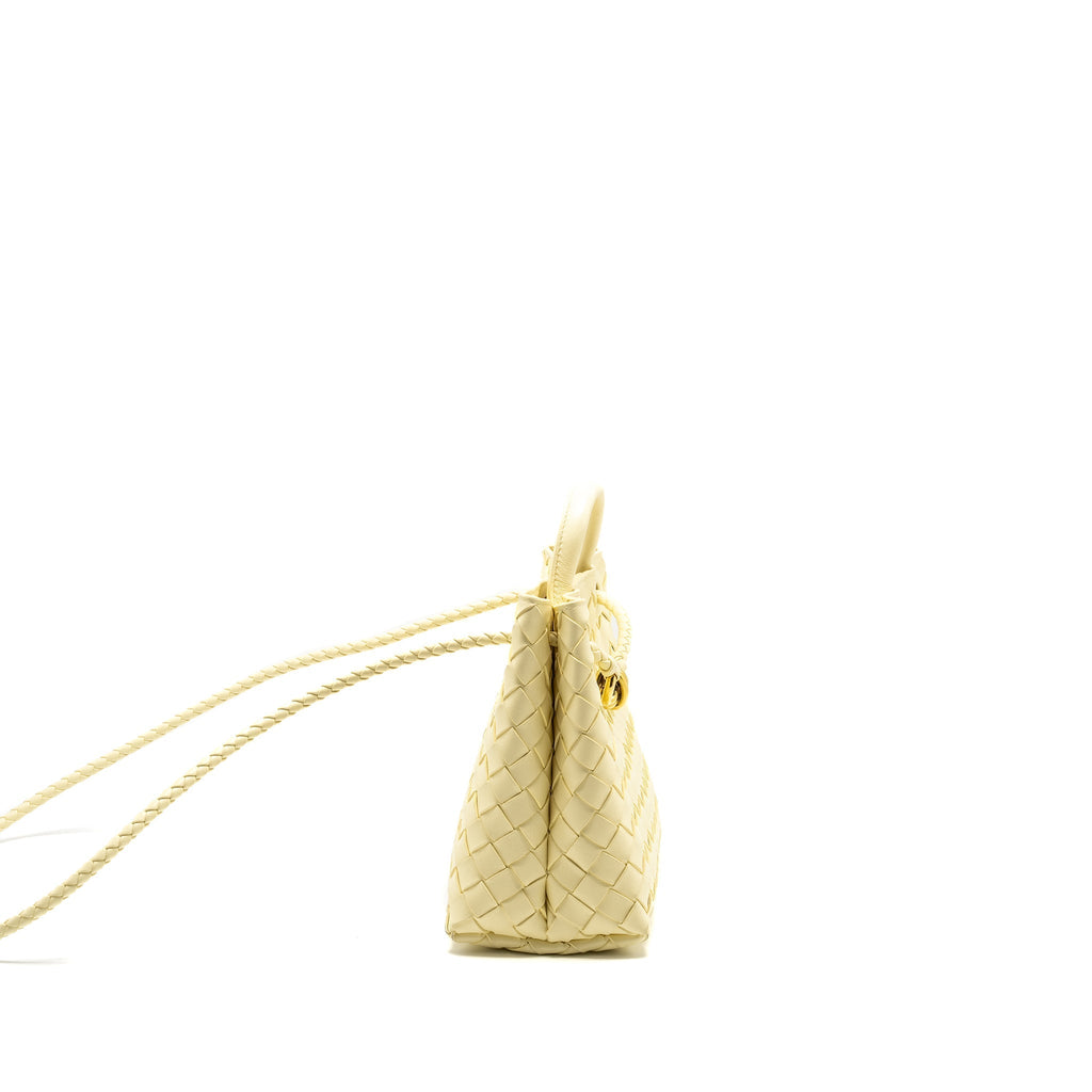BOTTEGA VENETA SMALL ANDIAMO BAG LAMBSKIN LIGHT YELLOW GHW