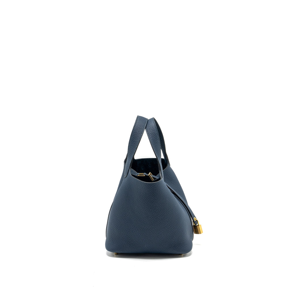 HERMES PICOTIN 18 LOCK BAG CLEMENCE BLEU DE PRUSSE GHW