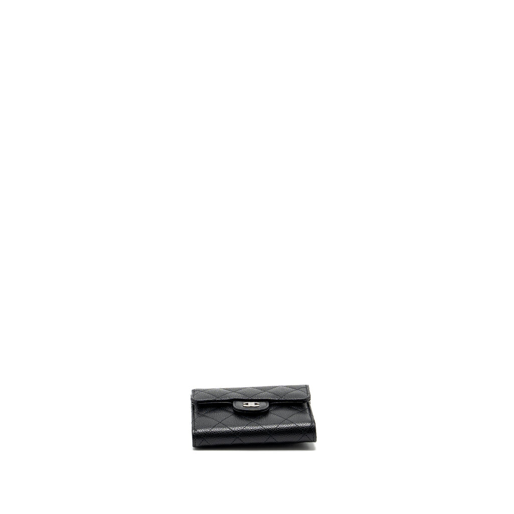 CHANEL SMALL CLASSIC FLAP WALLET CAVIAR BLACK SHW (MICROCHIP)